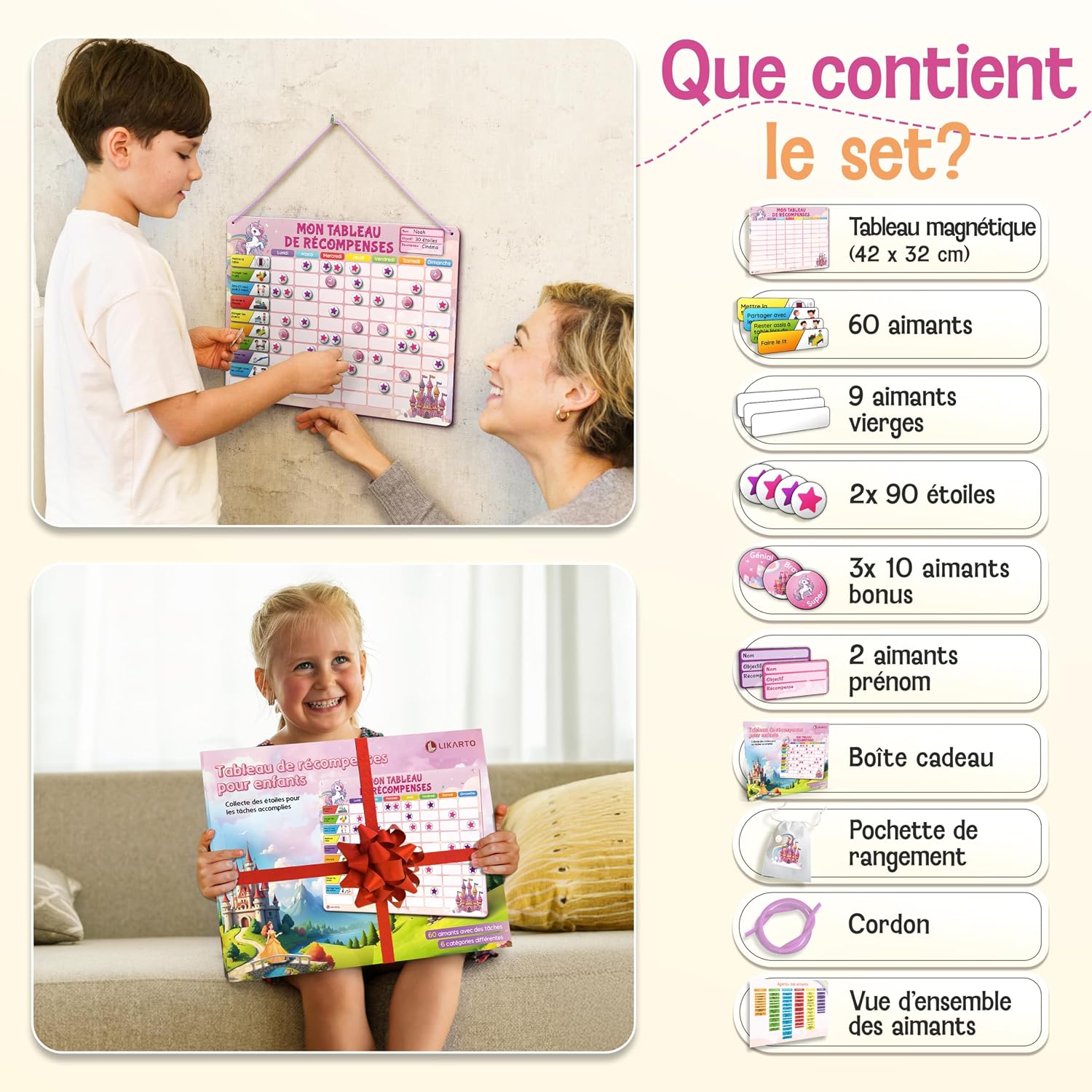 Thumbnail 5 de LIKARTO Tableau de Récompenses 280 aimants