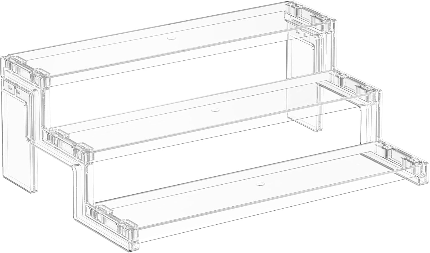 Detalle de Lifewit 12in 3-Tier Clear Display Rack: Tool-Free Spice, Fragrance, and Cupcake Organizer