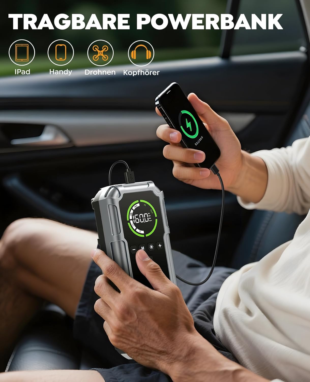 Detalle 2 de 8000A Starthilfe Powerbank 20000mAh für Auto ⛽