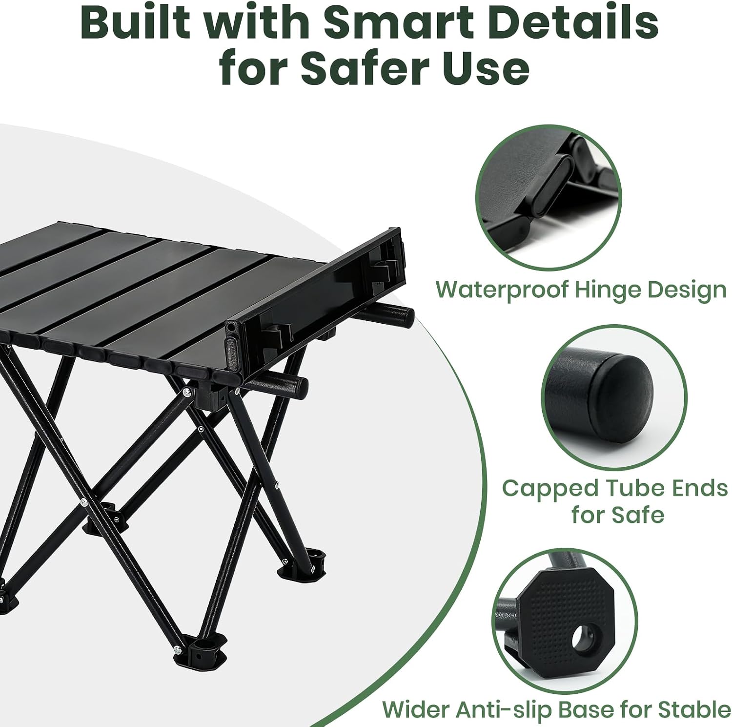 Thumbnail 3 de hediya 2 Pack Portable Folding Camping Tables - Ultralight, 16.5 x 13.9-Inch, 11.5-Inch High, with Carry Bag (Black-S)