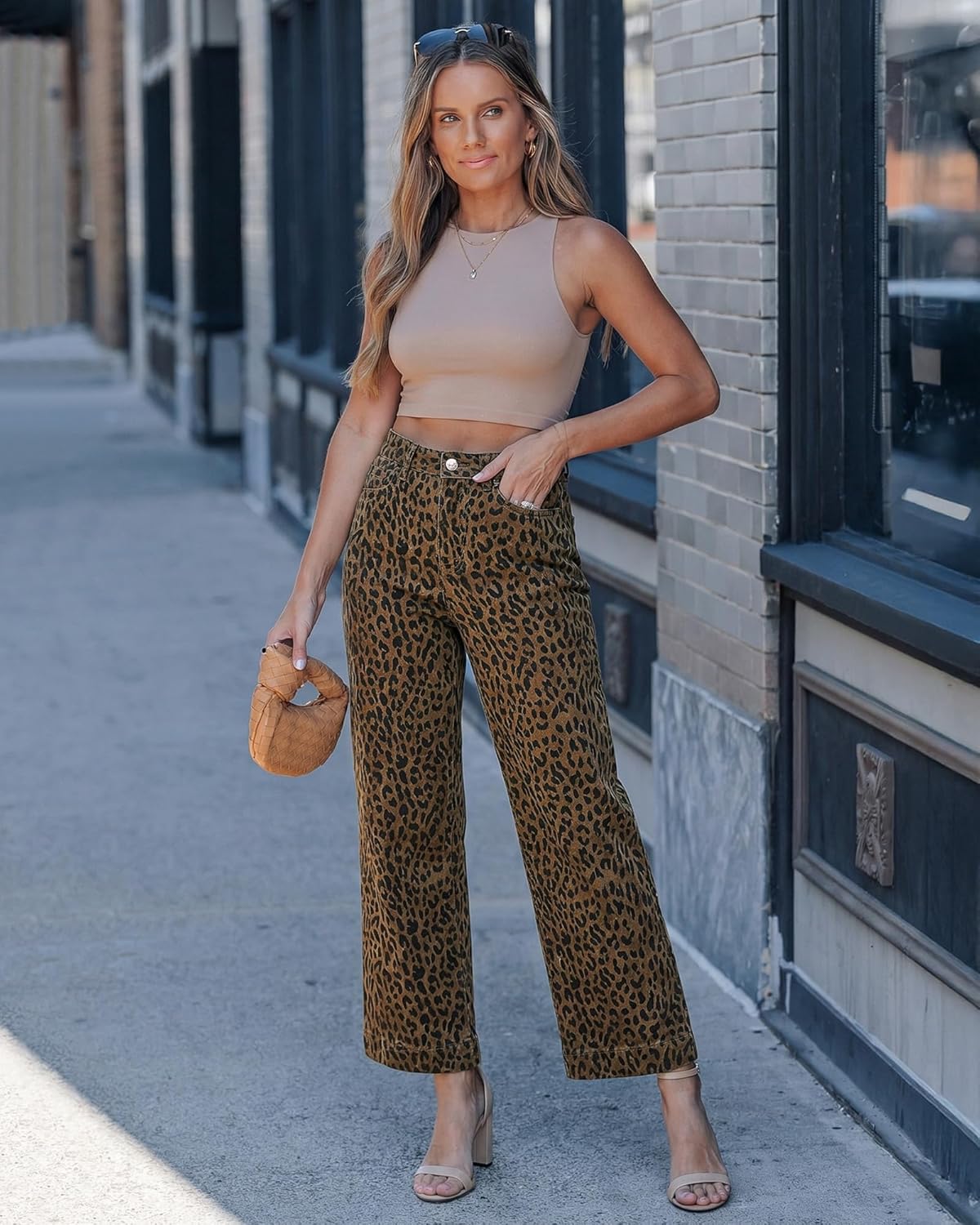 Thumbnail 5 de luvamia Wide Leg High-Waisted Leopard Cheetah Print Jeans (28-inch inseam) for Women