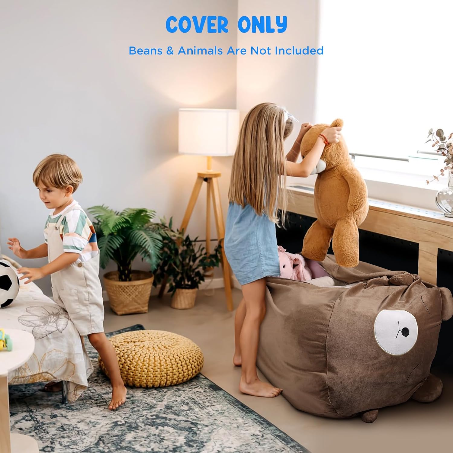 Thumbnail 6 de GAGAKU Pouf Peluche Orso Bruno 60x60 cm: organizza la cameretta e fa da pouf