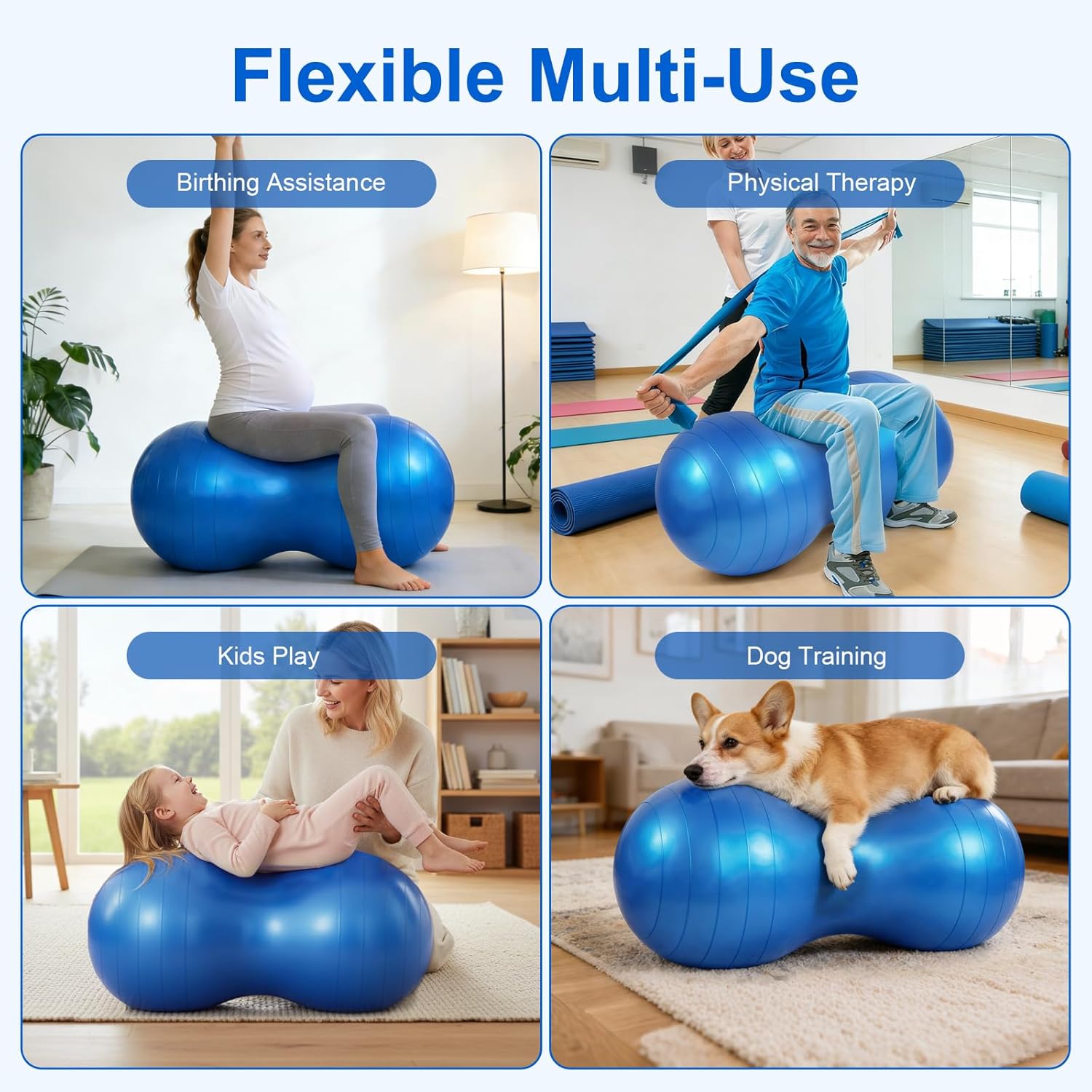 Thumbnail 6 de flintronic Yoga Ball Peanut Ball 90 × 45 cm – Gymnastikball für Yoga, Pilates und Kinder
