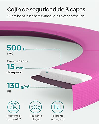 Detalle de SONGMICS Cama Elástica redonda 183 cm STR061P01V1: seguridad, espacio y durabilidad para niños