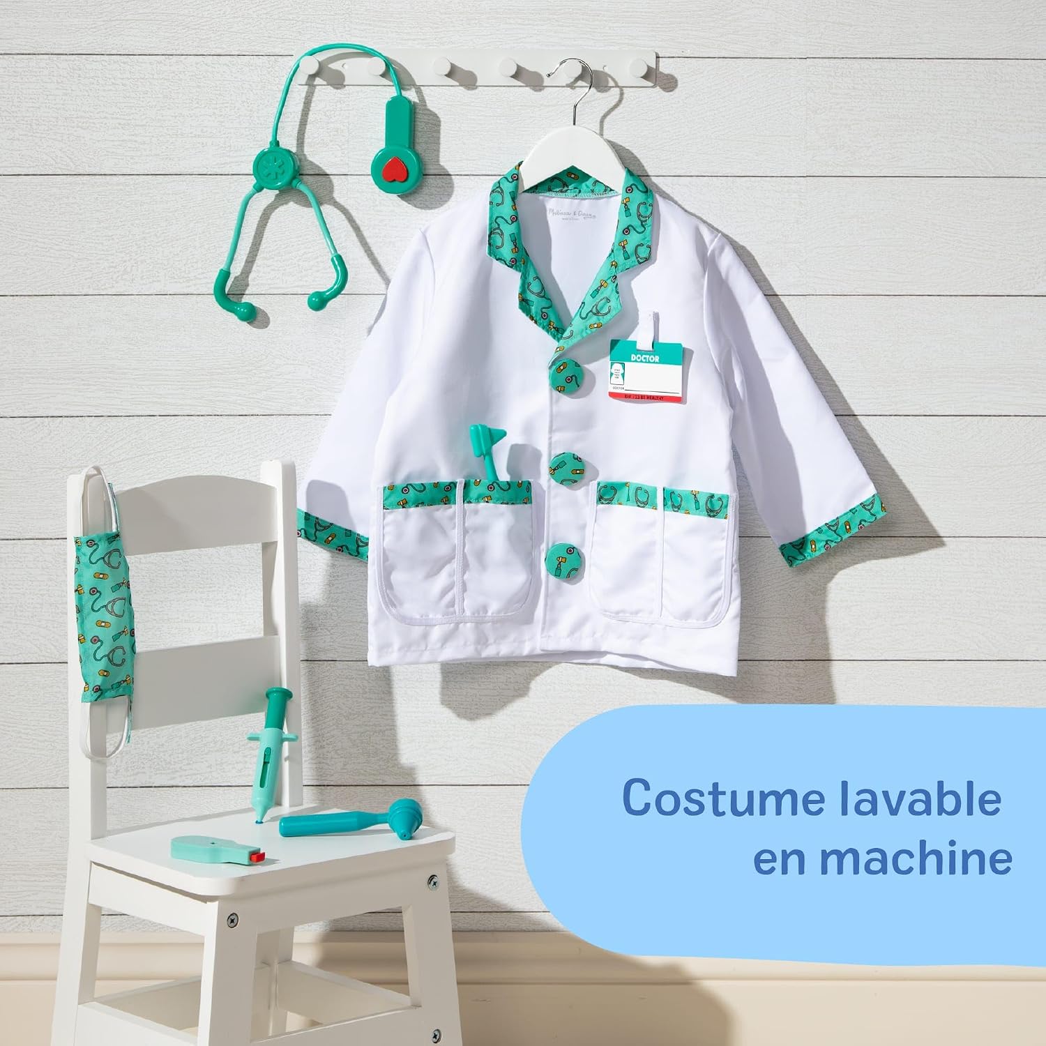 Detalle de Melissa & Doug Déguisement Pompier - Costume Enfant avec Accessoires pour Jeu d’Imitation