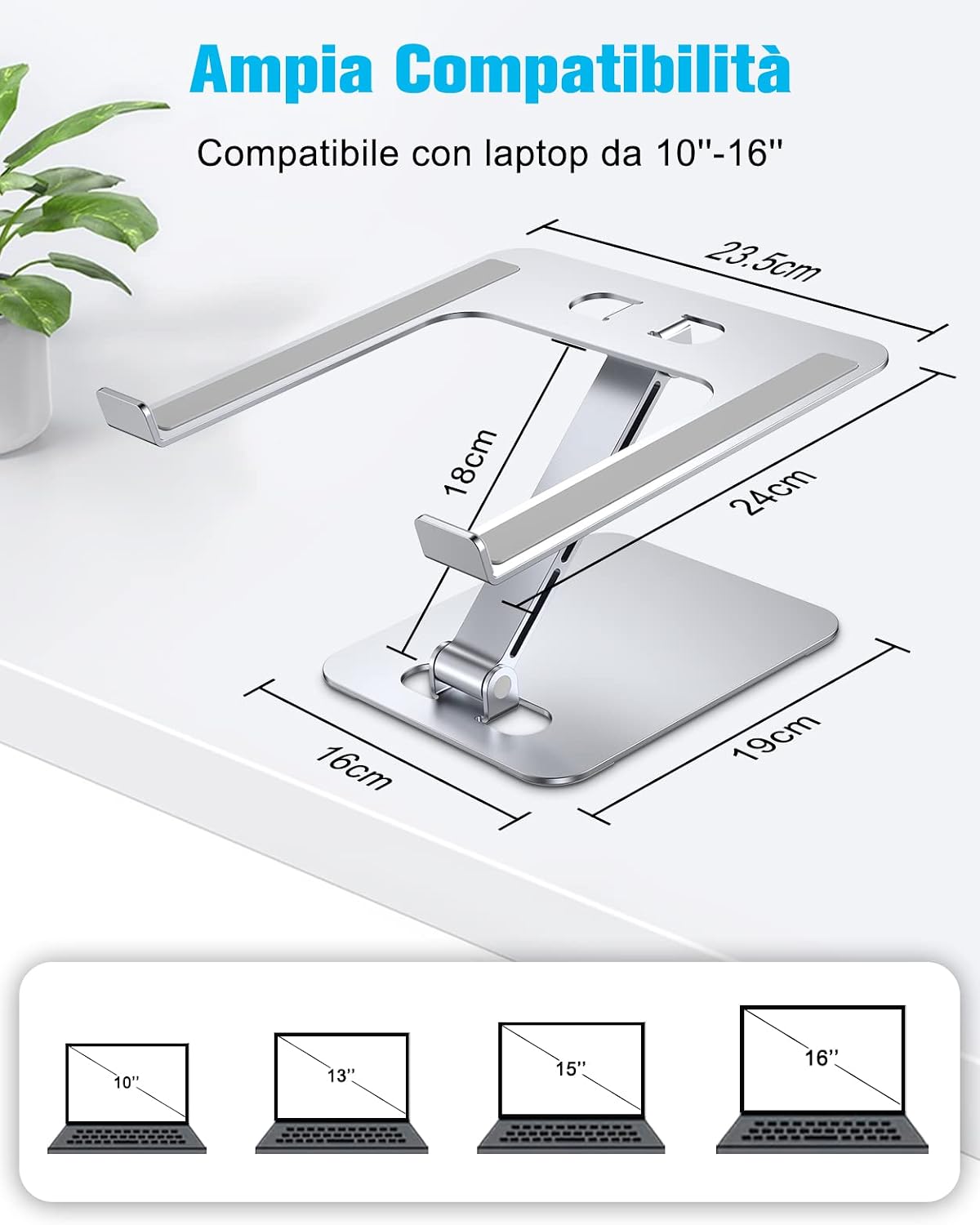 Detalle 1 de Babacom Supporto PC portatile ergonomico 4 kg