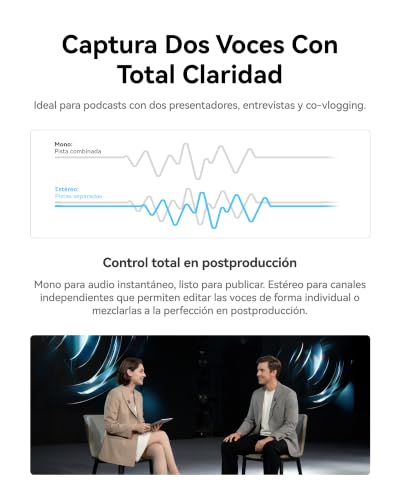 Thumbnail 11 de Hollyland Lark A1 Mini Duo: micrófono inalámbrico de estudio para iPhone 15/16 y Android (2 TX + USB-C RX)