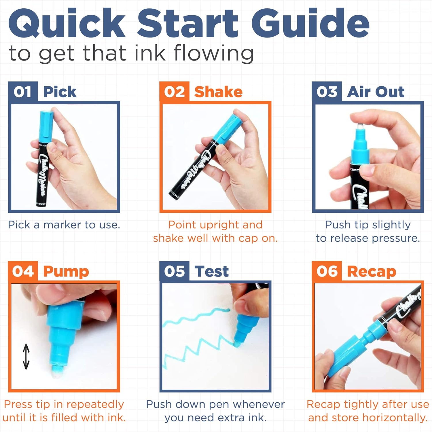 Thumbnail 6 de Liquid Chalk Pens (30 Pack, 6mm) Pastel + Neon Chalkola-style erasable markers for non-porous surfaces