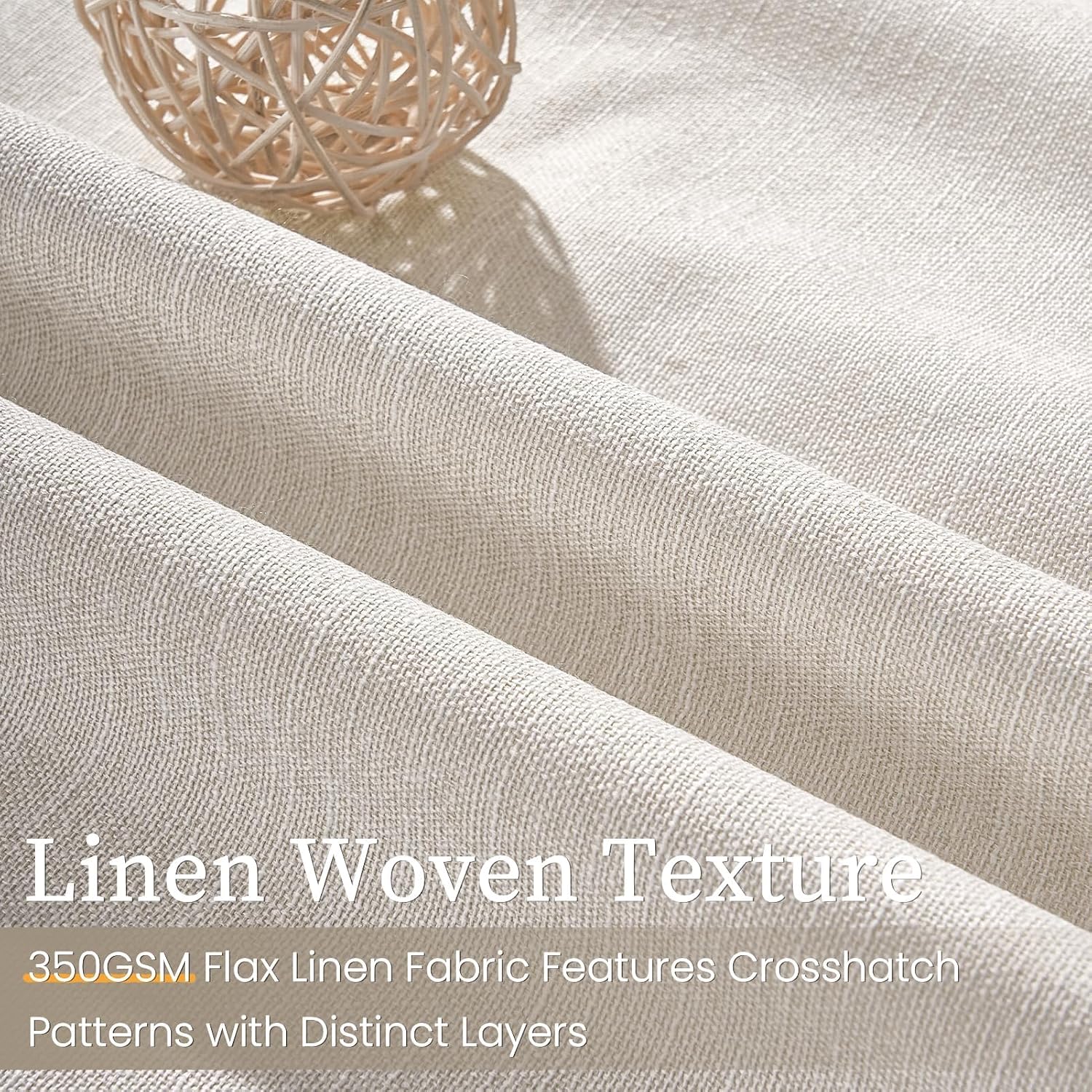 Detalle de Drapenova Blackout Curtains, Linen-Blend Grommet Panels, 52W x 102L