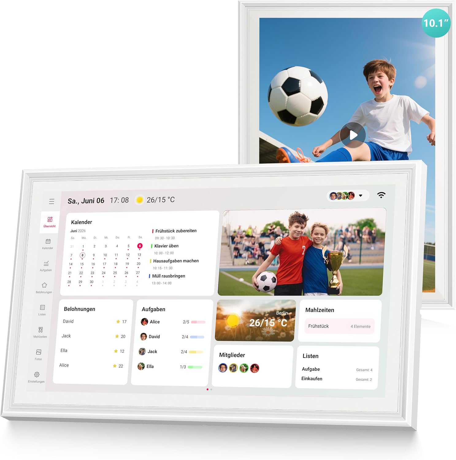 Detalle de Airzeen Digitaler Kalender – Elektronischer Wandkalender für Familien mit 10,1" Display