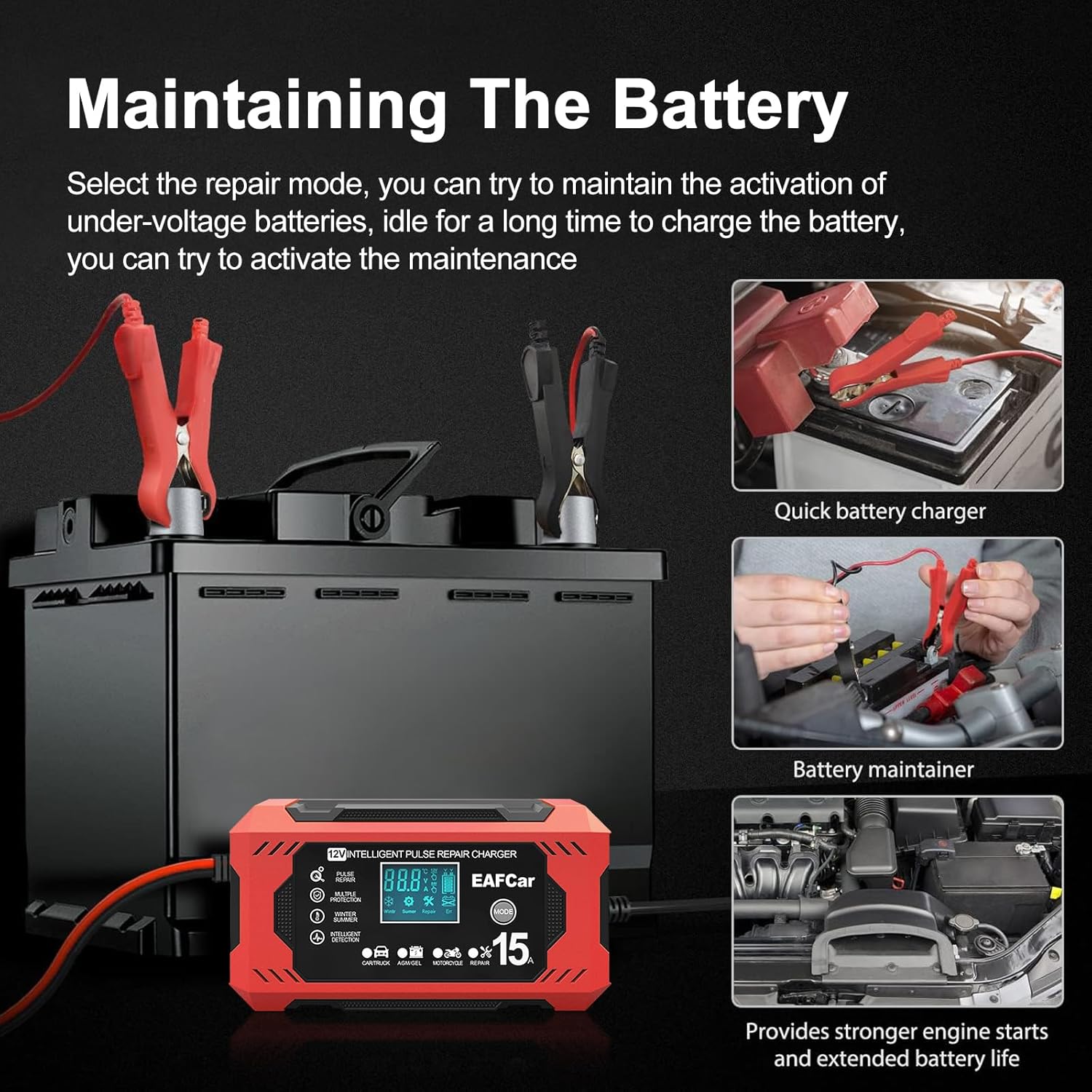 Detalle 2 de EAFCar 15Amp 12V Car Battery Charger