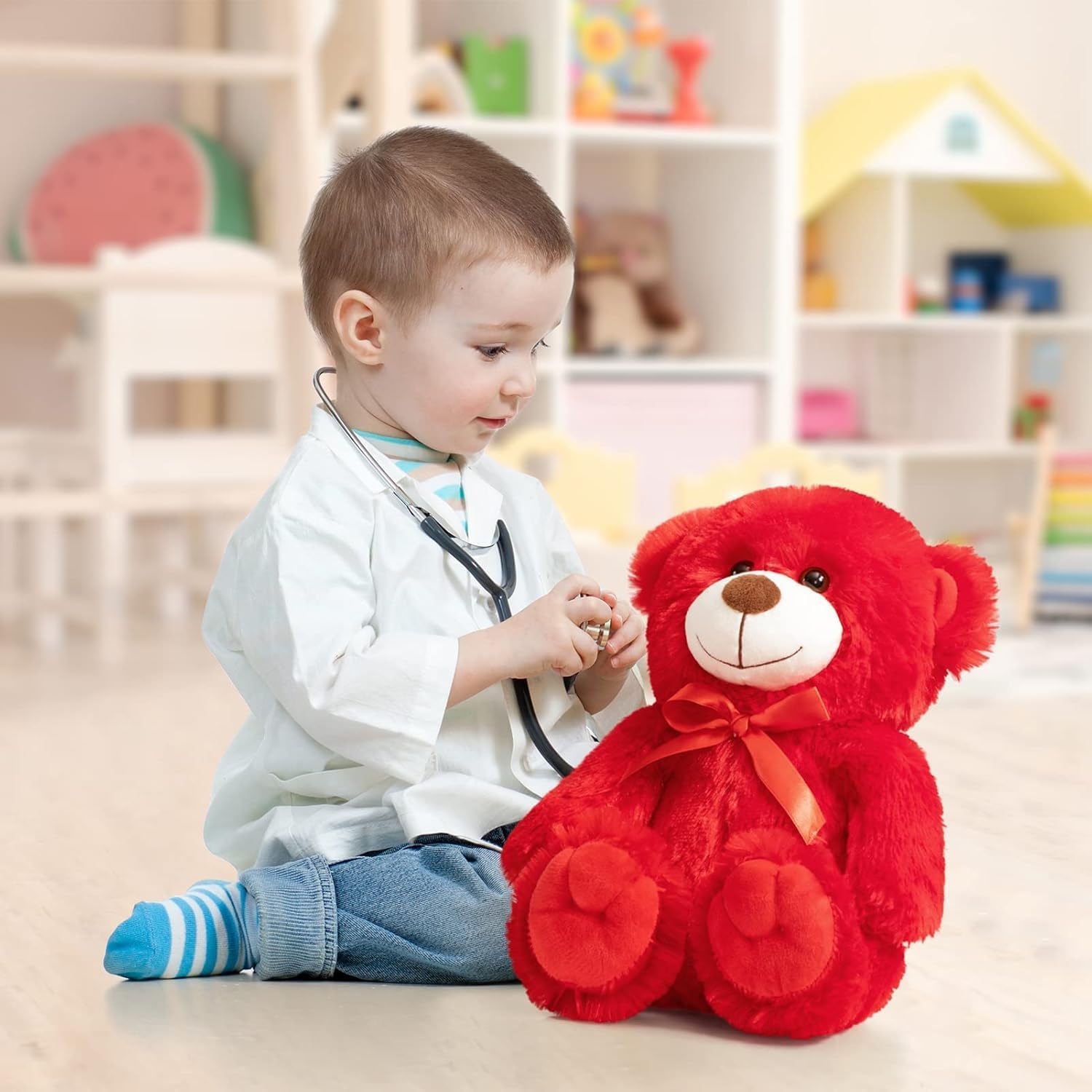 Thumbnail 2 de BEJOY Ours en peluche rouge – 36 cm, doux et sûr pour les câlins