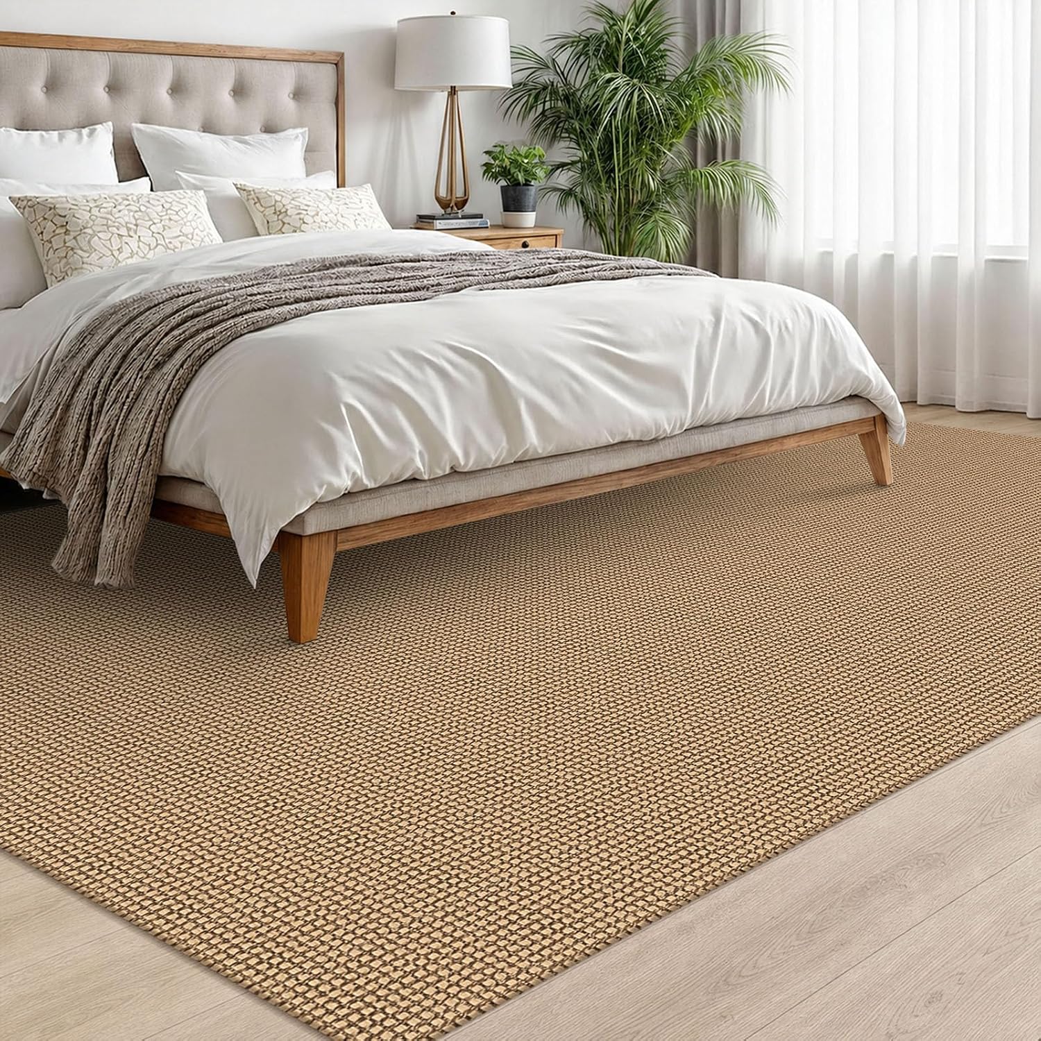 Detalle de EARTHALL Woven Area Rugs 6x9 Ft Washable Non-Slip Braided Rug (Orange/Tan/Brown)