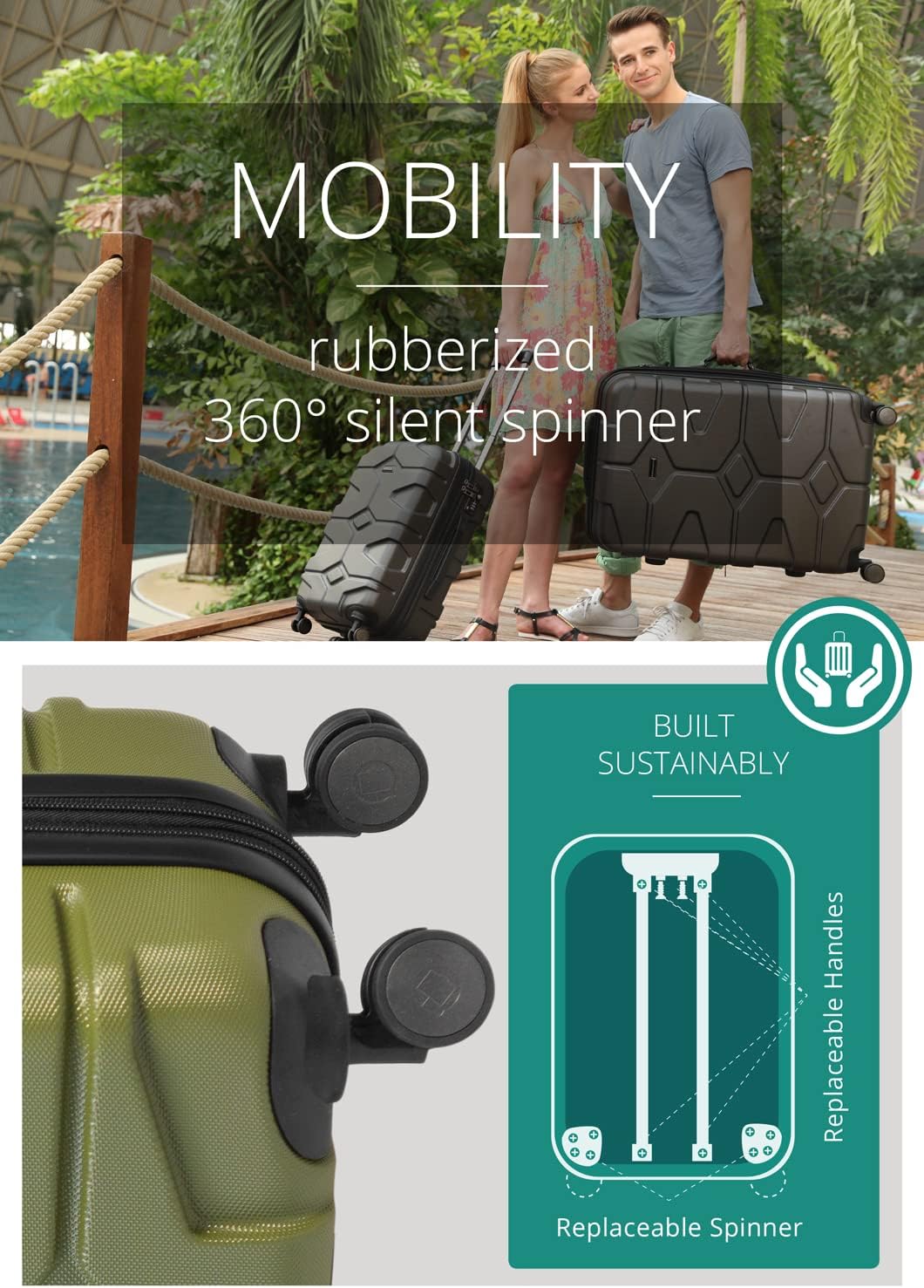 Detalle de Hauptstadtkoffer X-Kölln: Valigia cabina espandibile 55 cm in ABS, 43–50 L, Olive