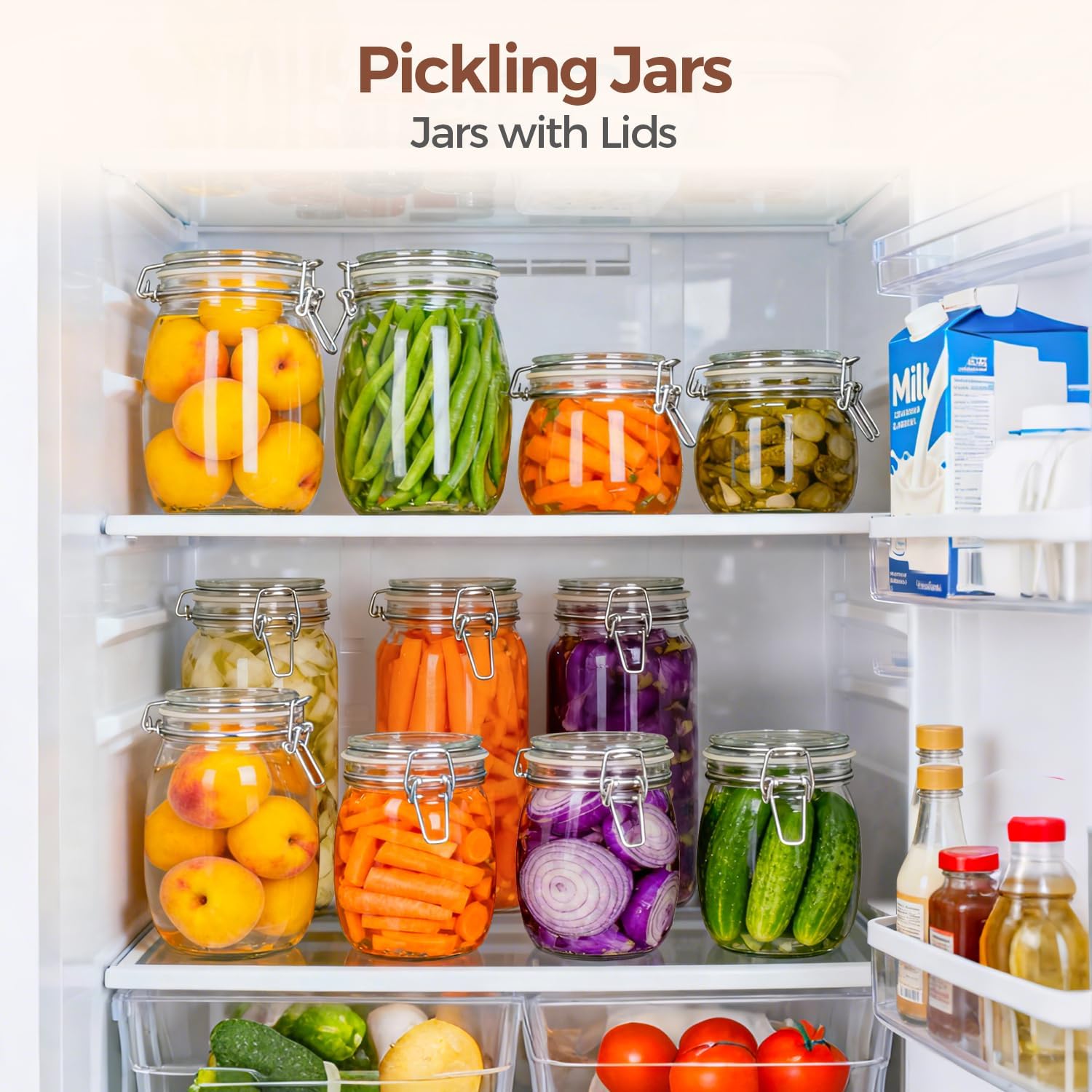 Thumbnail 4 de ComSaf 25 oz Round Glass Jars with Airtight Lids — 6 Pack for Canning, Pantry Organization, and More