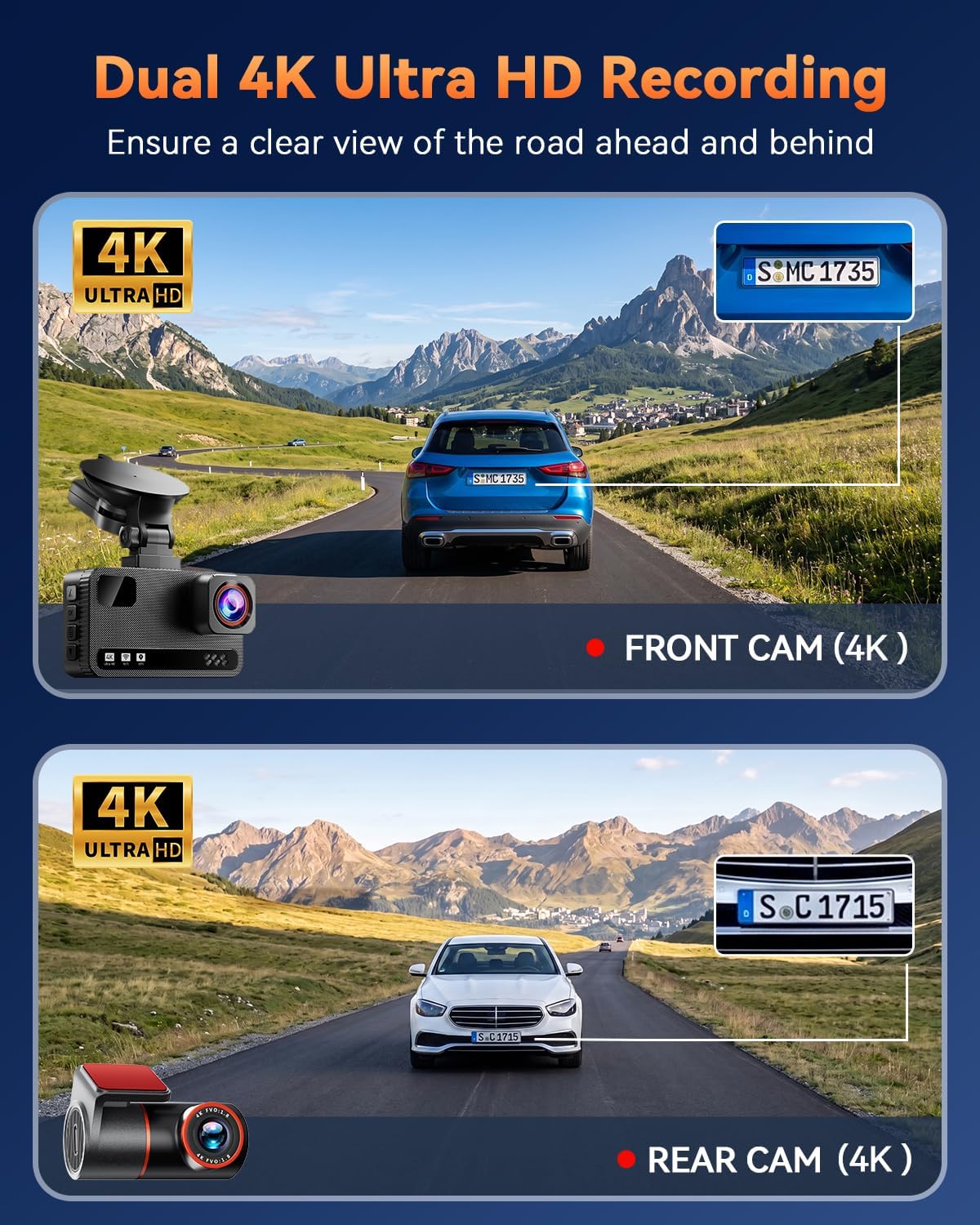 Detalle 2 de Dual Dash Cam 4K+4K