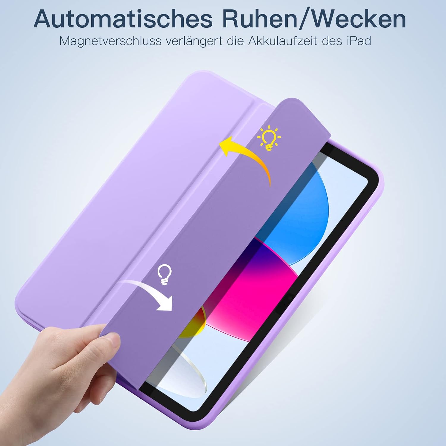 Detalle de drivego Hülle für iPad 11. Generation (A16 2025) & iPad 10.9 (2022) mit Stifthalter, Trifold-Ständer und Auto-Sleep/Wake – Lila