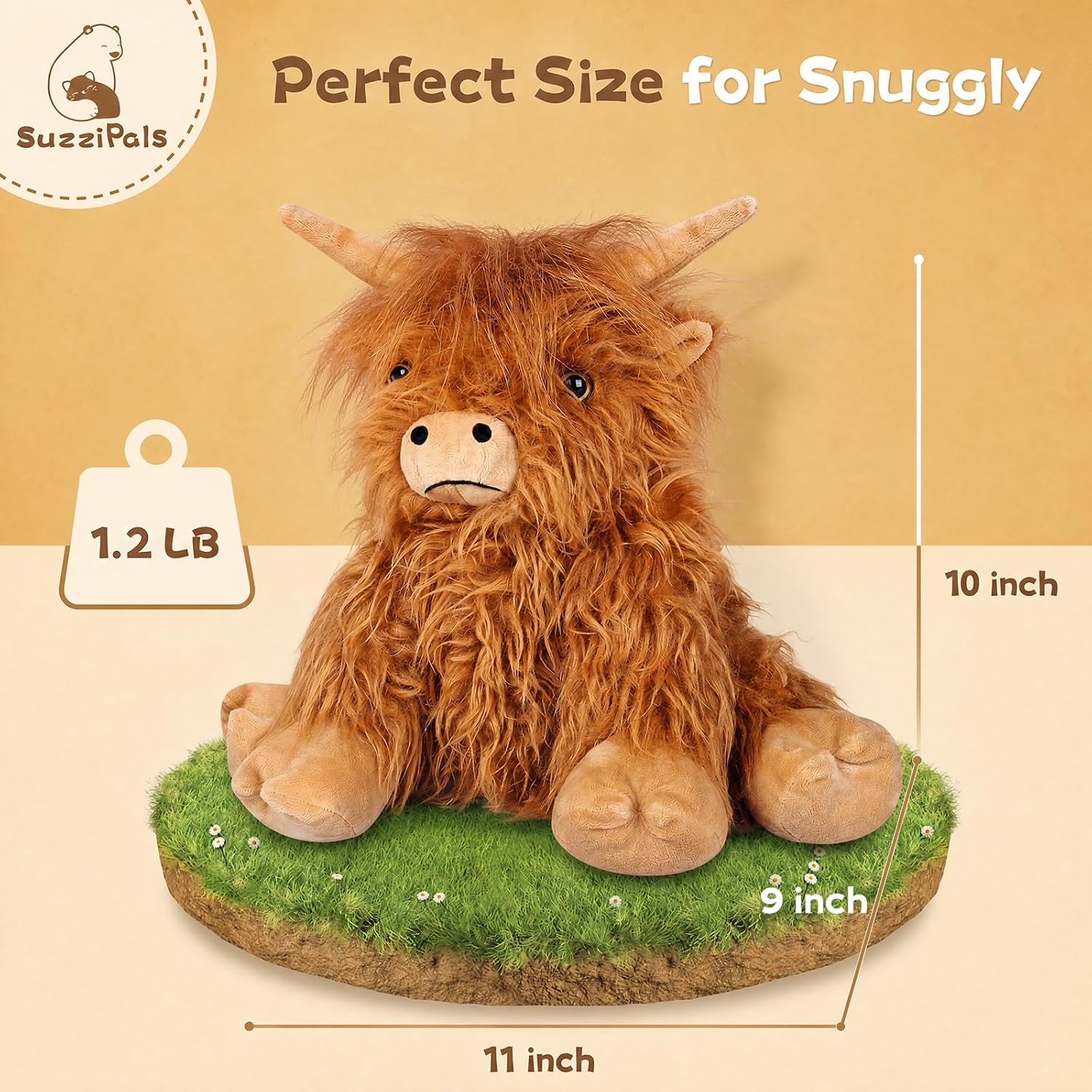 Detalle de Suzzipals Weighted Highland Cow Plush, 1.2 lb