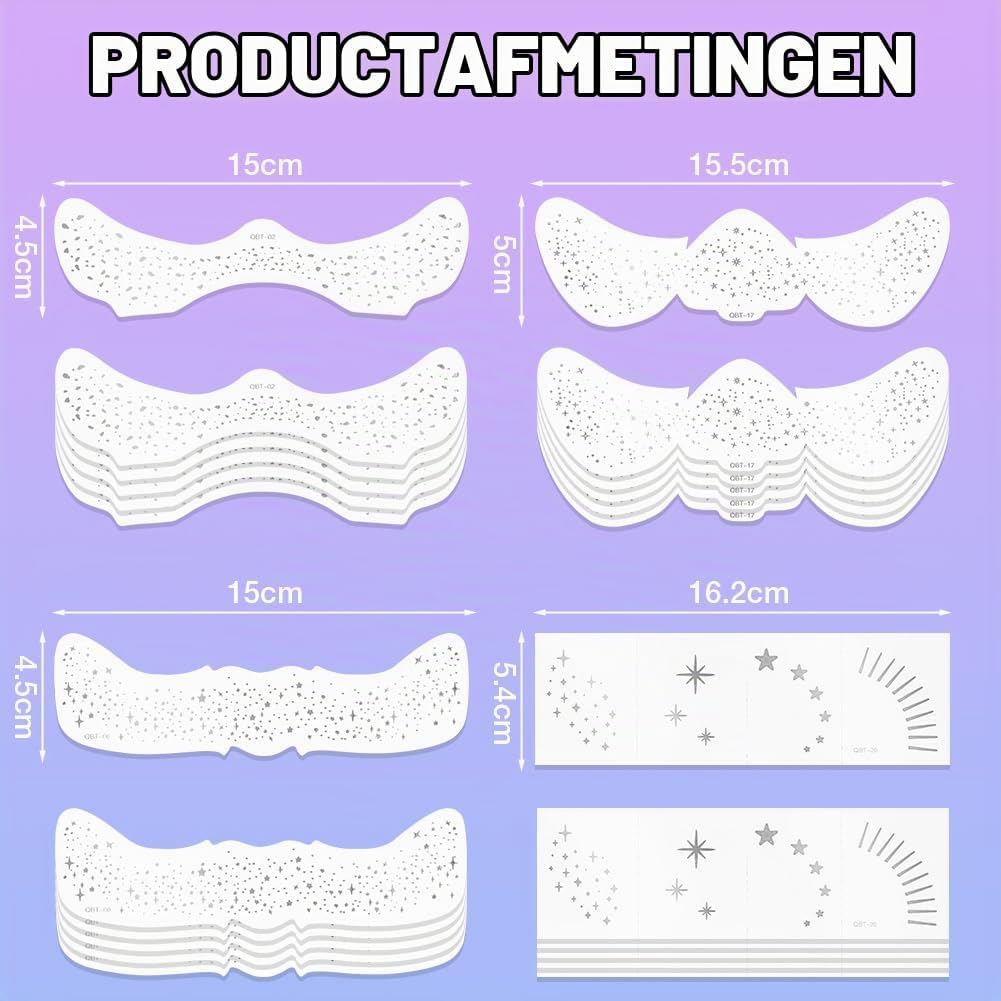 Thumbnail 1 de AOOWU 5064271 glitter-sproetentattoos, 20 zilveren sterren en stippen