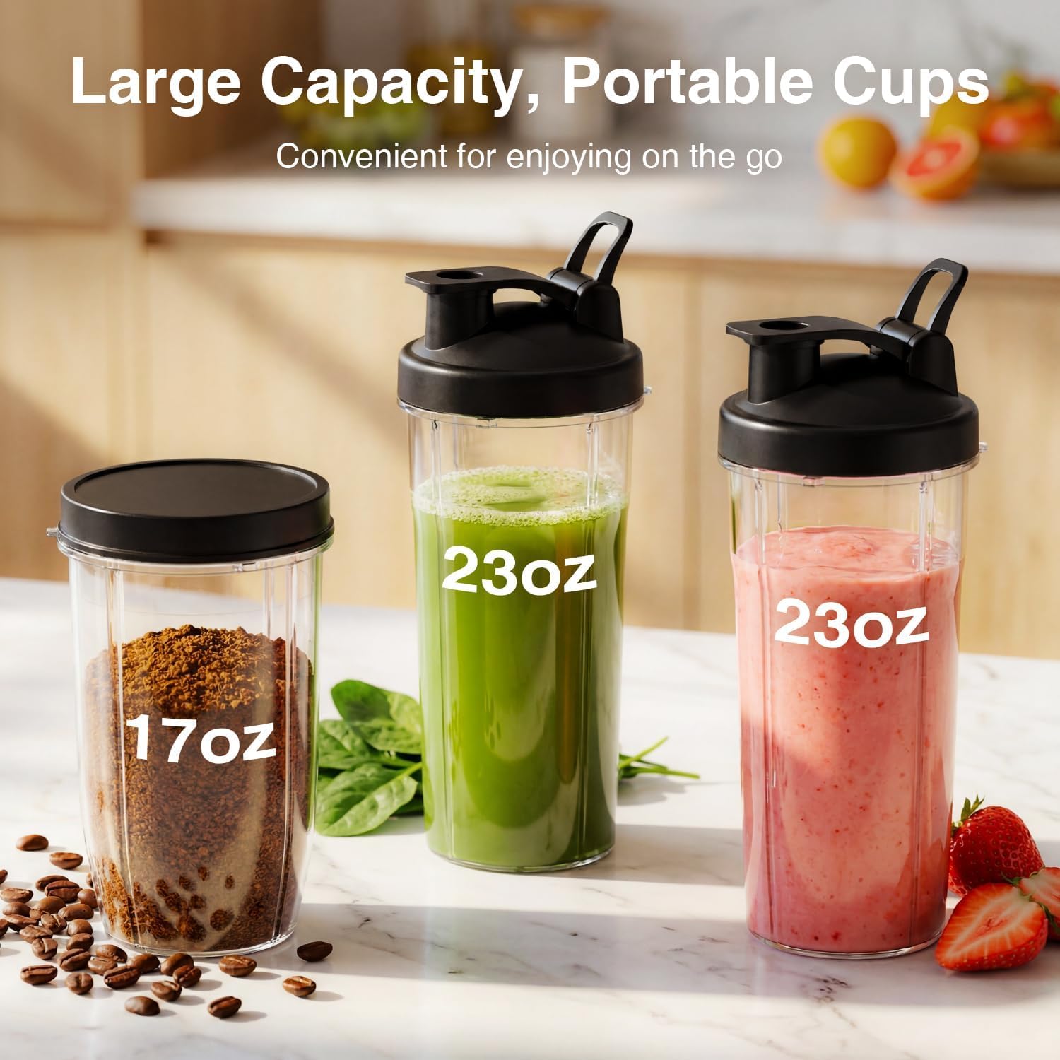 Thumbnail 2 de KOIOS Smoothie Blender 900W Personal Blender with 2 Portable 22oz Cups (Grey Blue)