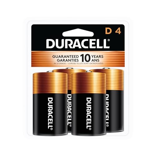 Detalle de Duracell Coppertop D Batteries, 4 Count — Long-Lasting Power with 10-Year Shelf Life