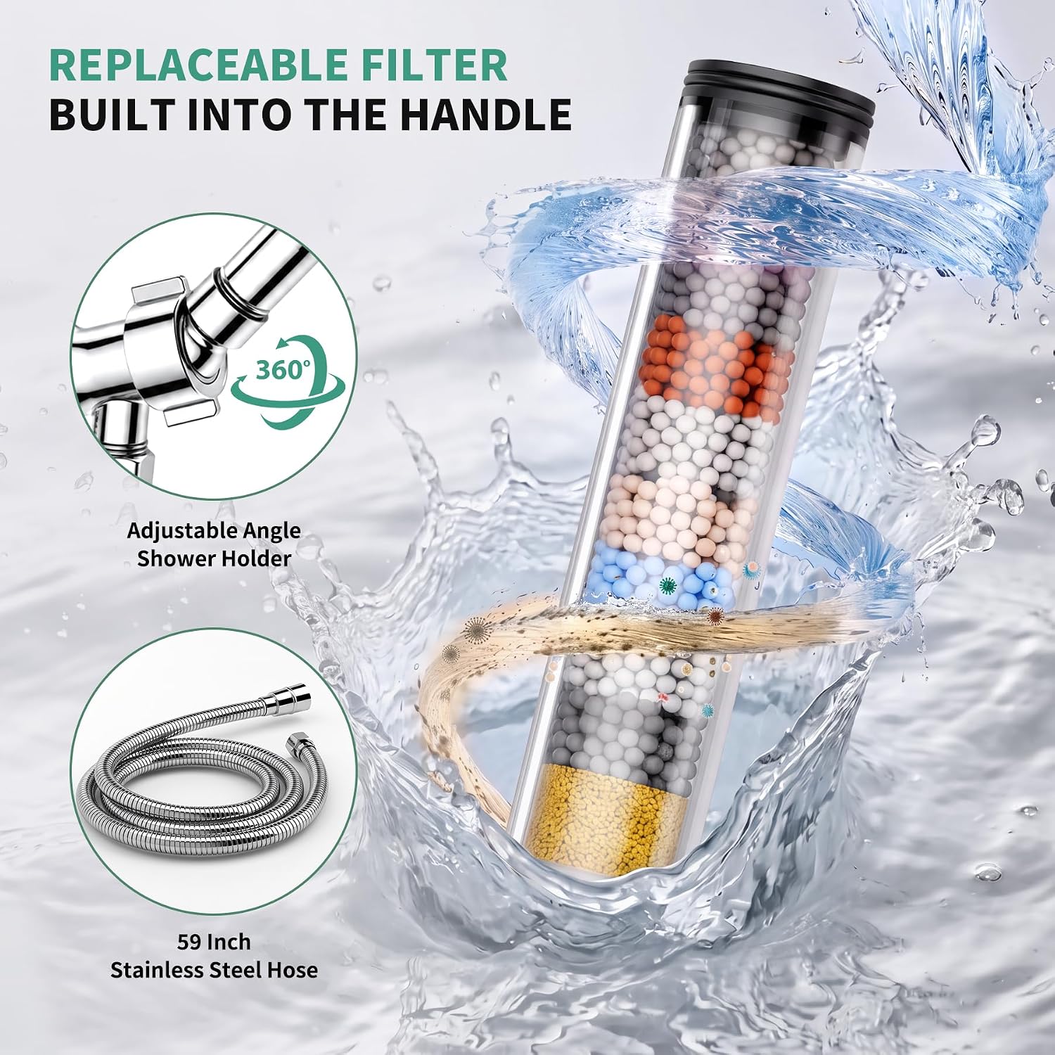 Detalle de SunCleanse Filtered Handheld Shower Head, Chrome