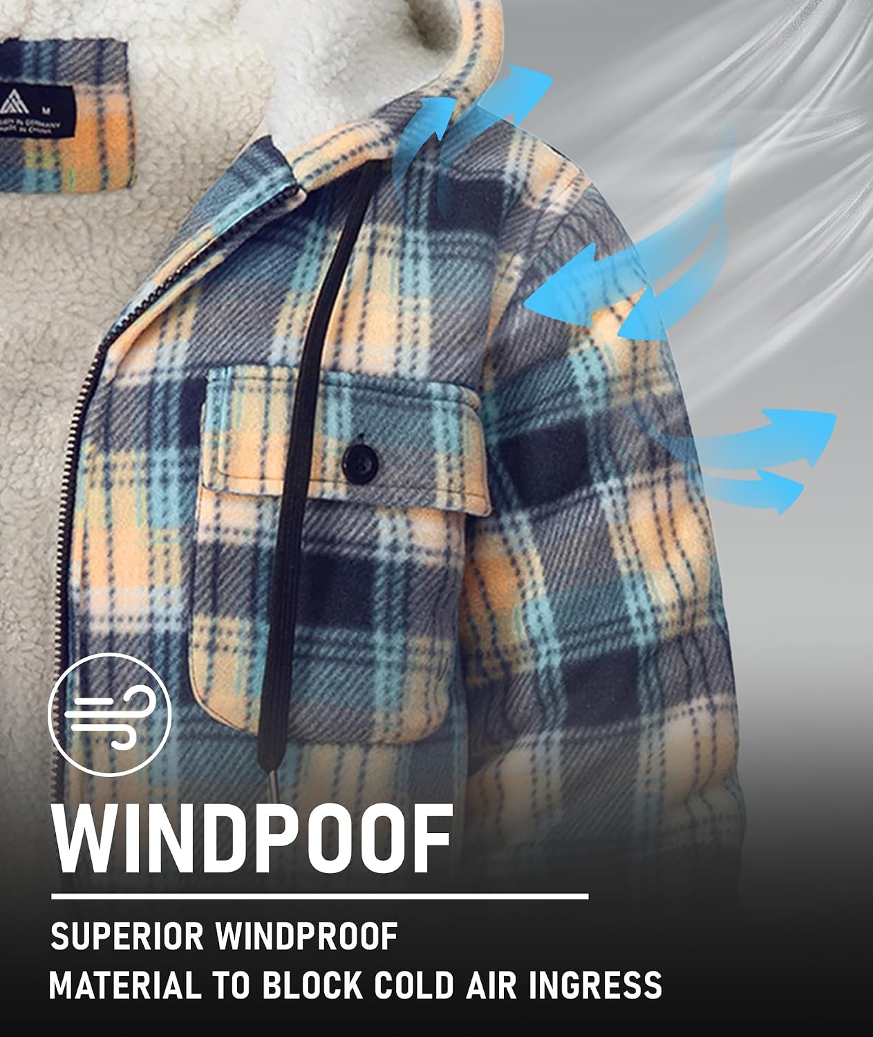 Detalle de GEEK LIGHTING Men's Flannel Jacket, Sherpa-Lined