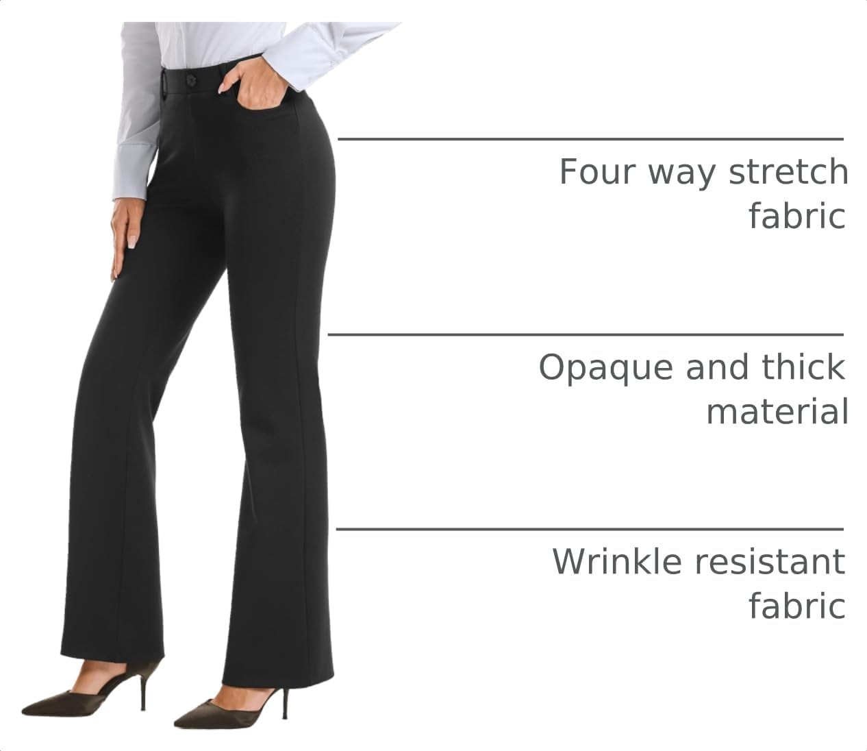 Detalle de Stelle Women Bootcut Dress Pants (28", 30", 32") with Pockets – Regular Length