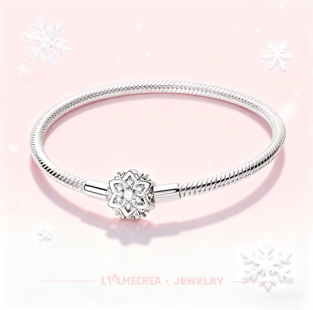 Detalle de LMLMECREA Damen Charm Armband mit Rosegold Rundem Verschluss – 925er Sterling Silber, Schlangen-Design, 3,5 mm Bandbreite