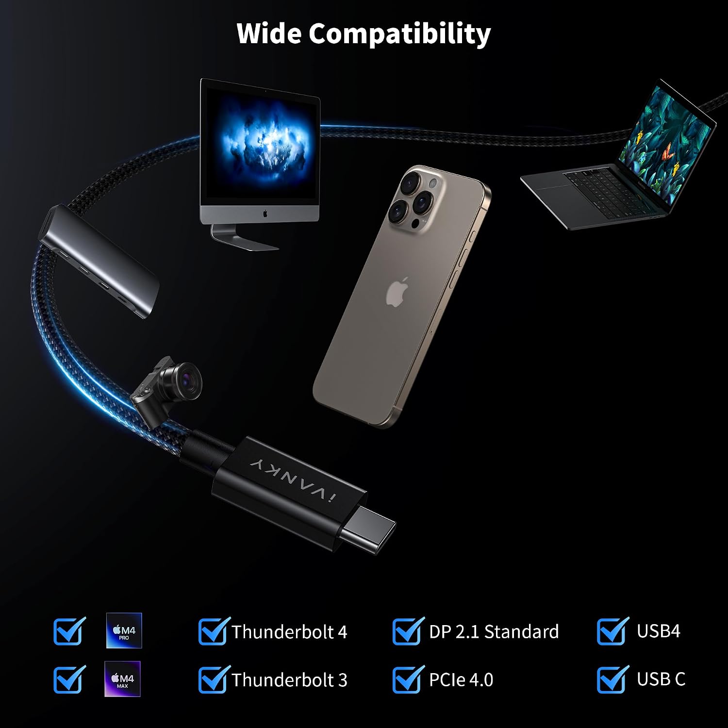 Thumbnail 6 de IVANKY Thunderbolt 5 Kabel (USB‑C) – 80 Gbps Datentransfer, 240W Laden, 8K‑Display