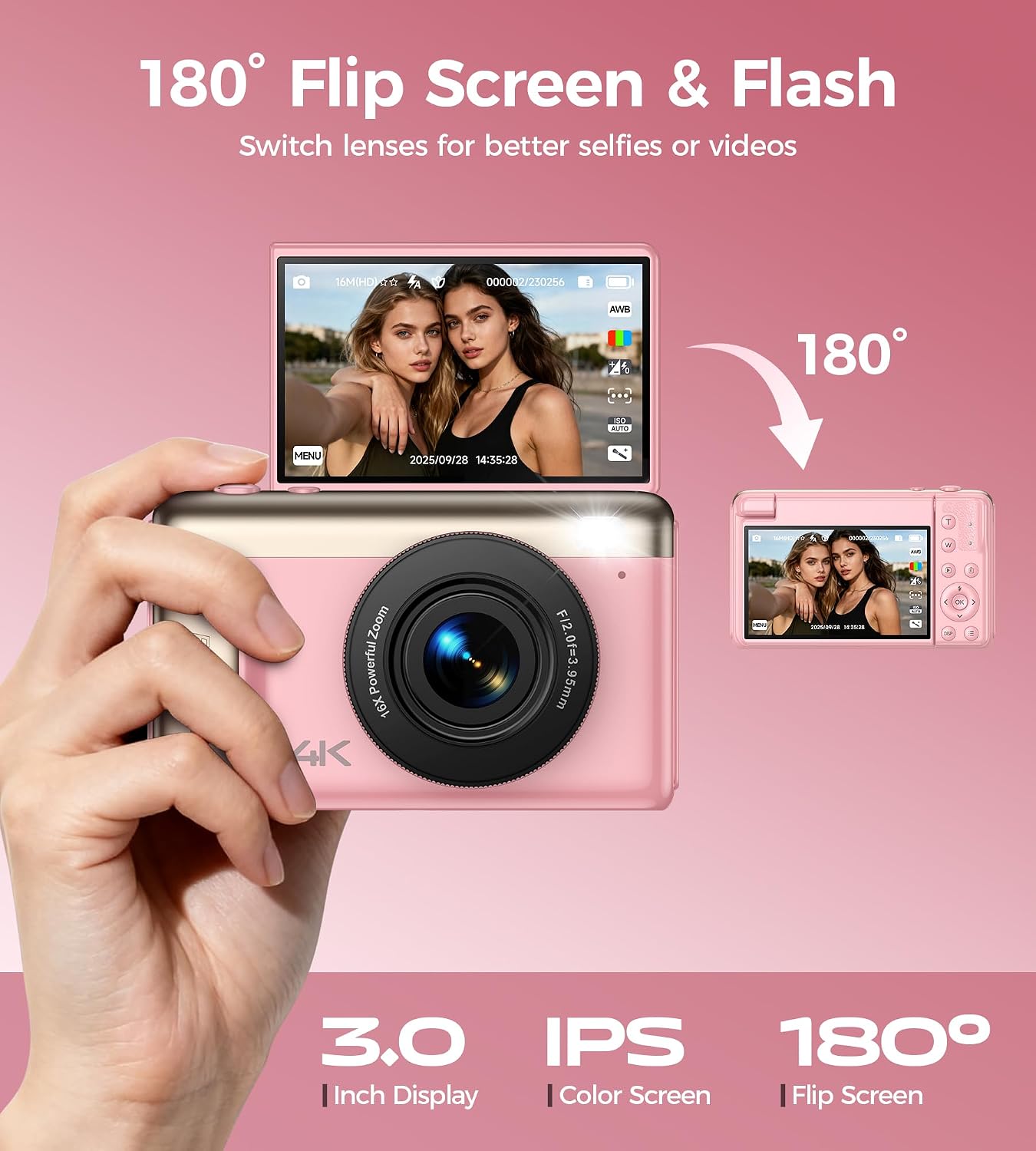 Thumbnail 5 de Digital Camera 4K 64MP compact with 3" flip screen