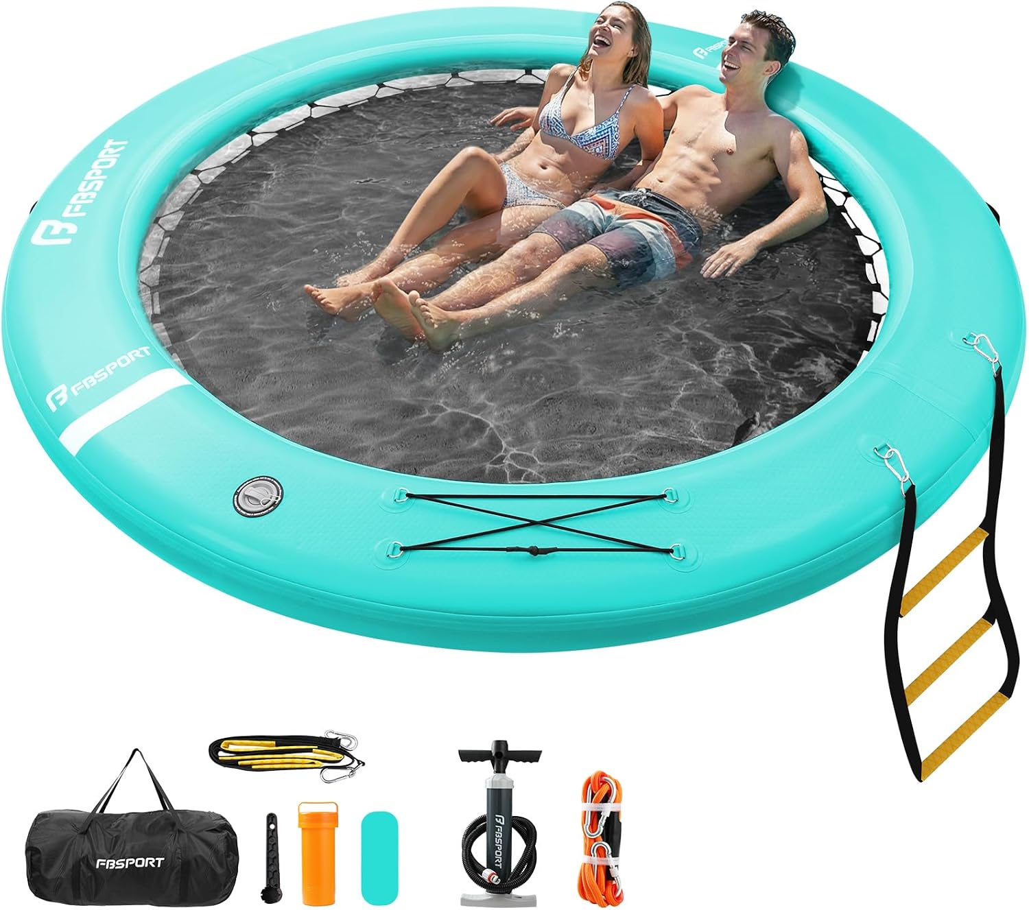 Detalle de FBSPORT Inflatable Water Hammock Round Floating Ring (8 ft) — Floating dock, swim platform & sun raft