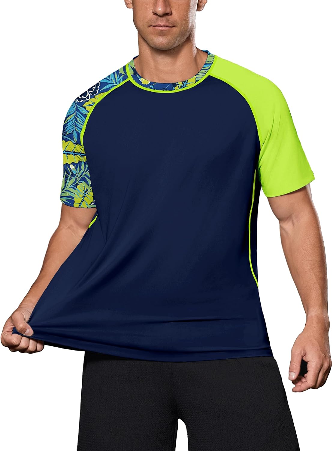 Men's UPF 50+ Rash Guard Short Sleeve T-Shirt – Quick Dry UV Swim Top for Surfing, Swimming & Gym