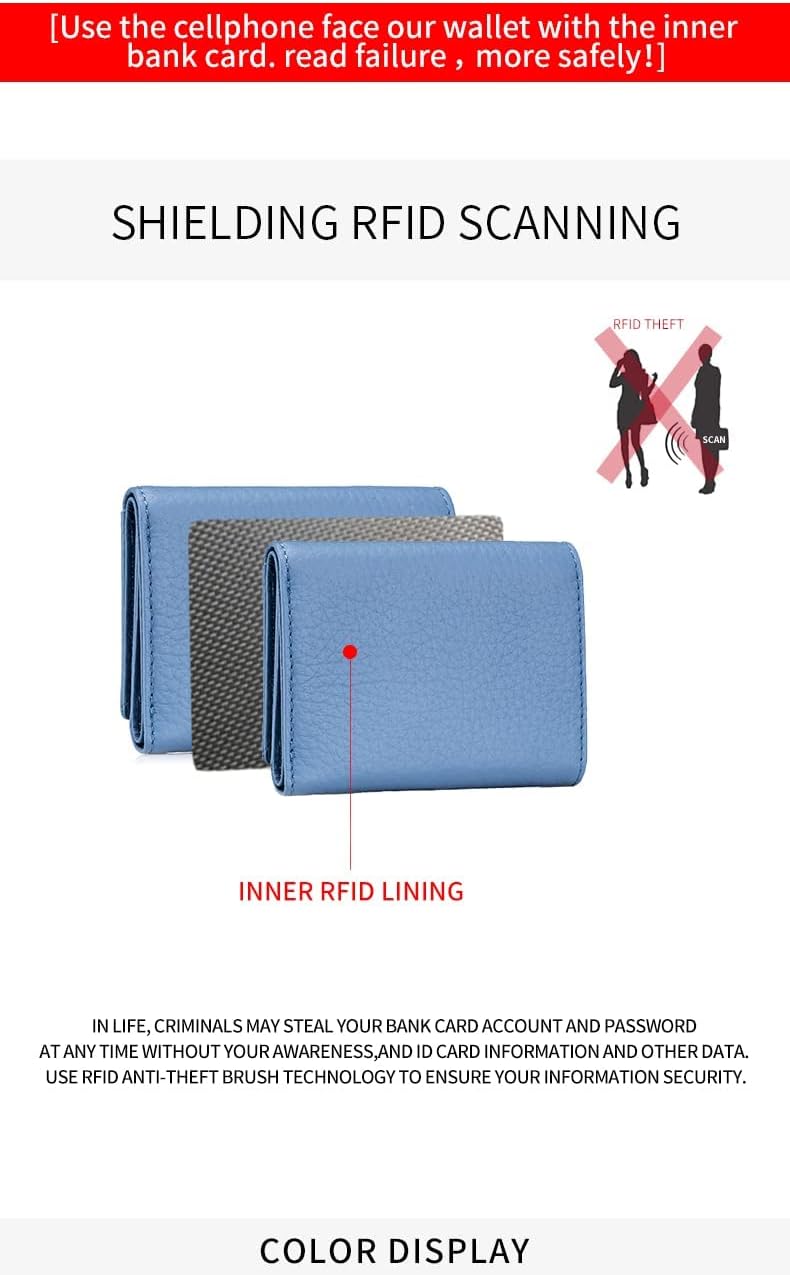 Thumbnail 5 de ZhaoCo kleine Geldbörse Damen mit Münzfach aus Echtleder – Mini Portemonnaie mit RFID-Schutz, Blau