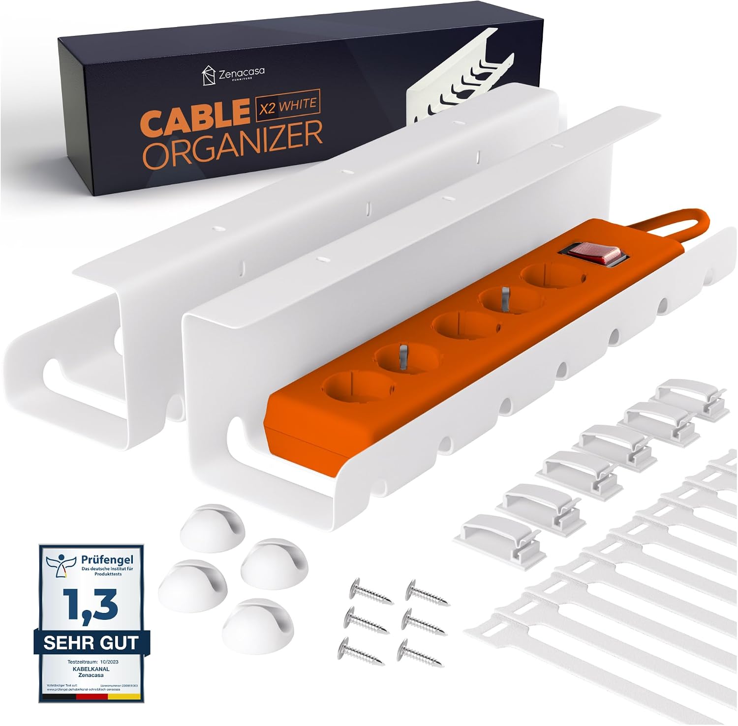 Detalle de 2er Set Kabelmanagement Schreibtisch Weiß