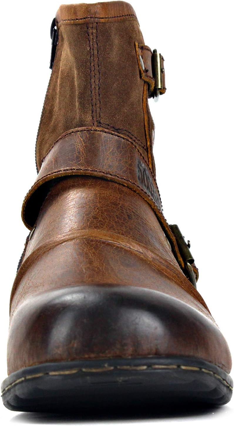 Thumbnail 5 de OSSTONE OS-5008-1-E Herrenstiefel aus Rindsleder mit Gummisohle und Reißverschluss (Biker Boots, Brown)
