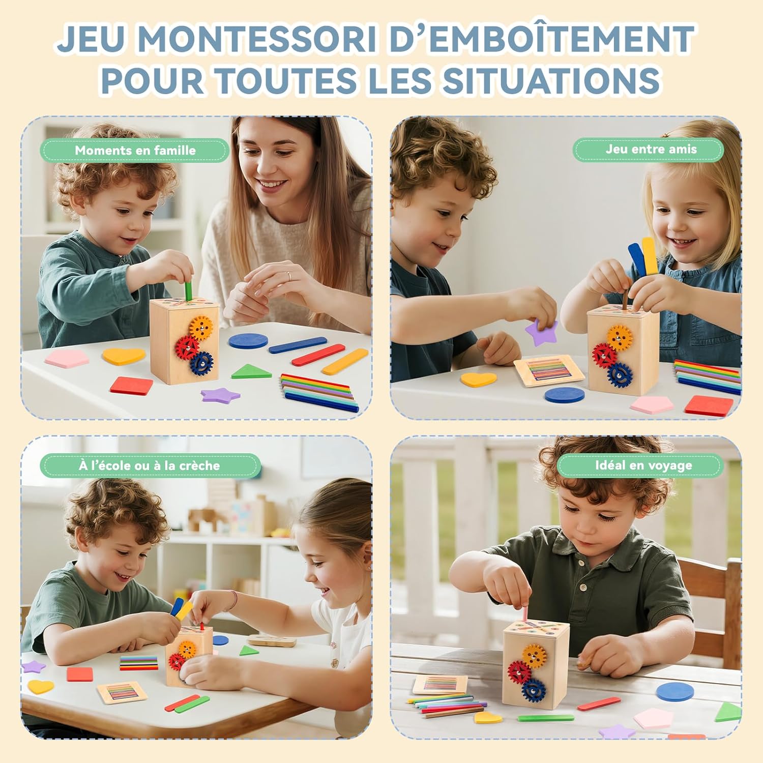 Thumbnail 5 de FMSKS Jeux Montessori — Jouet en bois pour apprendre les couleurs et les formes