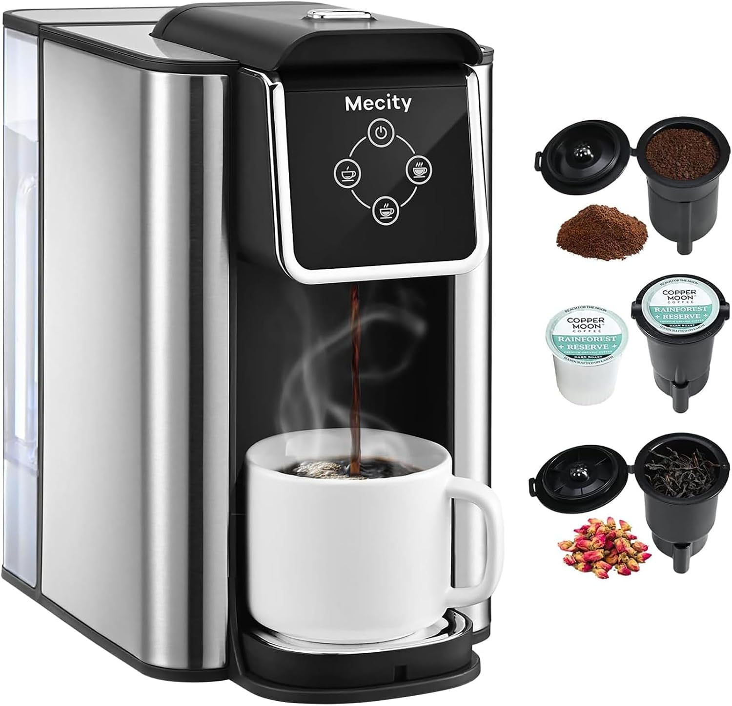 Detalle de Mecity 3-in-1 Single Serve Coffee Maker (K-Cup Compatible) with Tea Maker & Instant Pot Mode