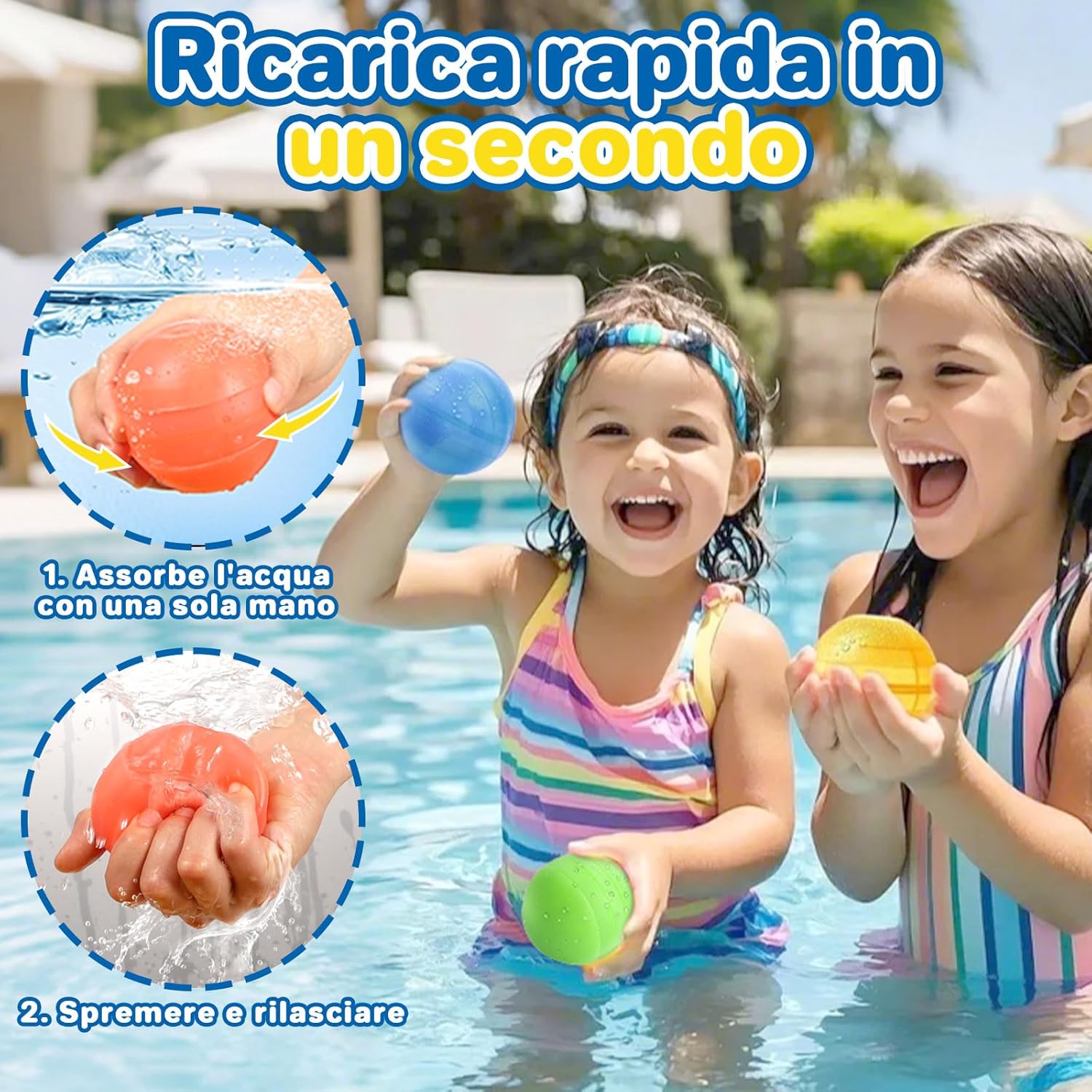Thumbnail 1 de 12 Palloni Palloncini Acqua Riutilizzabili in Silicone – Autosigillanti, Riempimento Veloce e Doppia Apertura