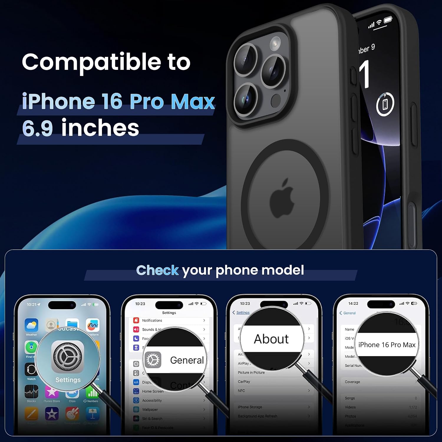 Detalle 2 de CACOE iPhone 16 Pro Max Hülle mit 37 N52 Magneten