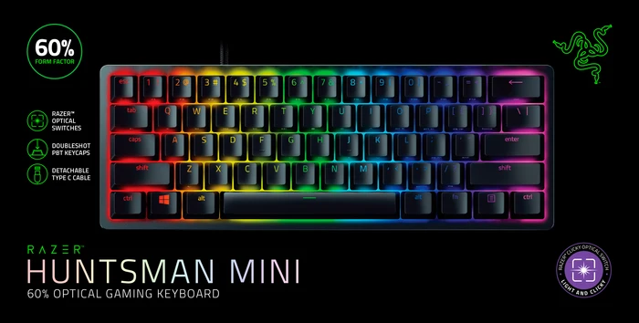 Thumbnail 8 de Razer Huntsman Mini Gaming-Tastatur (QWERTZ) Schwarz mit optischen Purple Switches