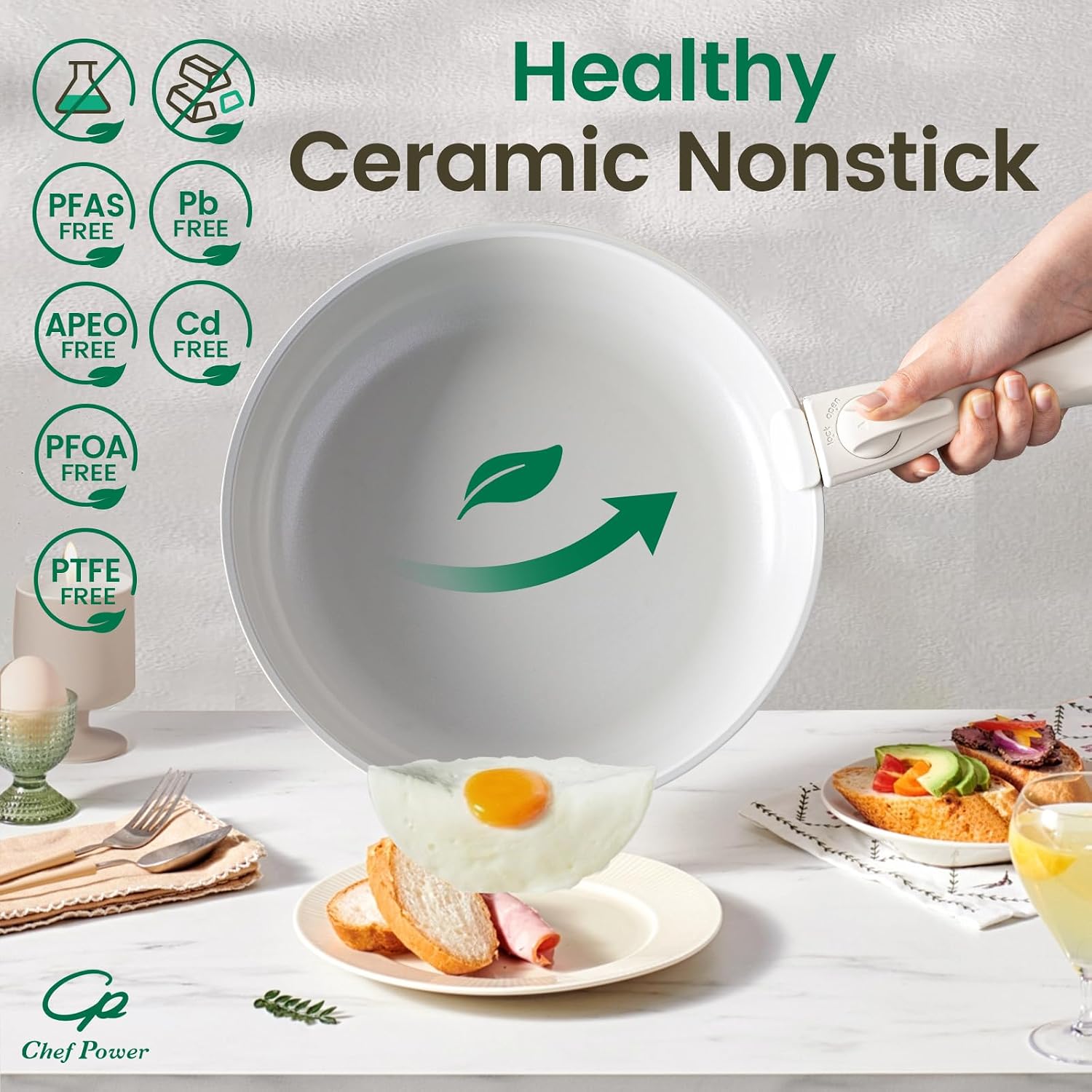Thumbnail 4 de Chef Power Ceramic Nonstick Pots and Pans Set with Detachable Handle 19-Piece 🥘