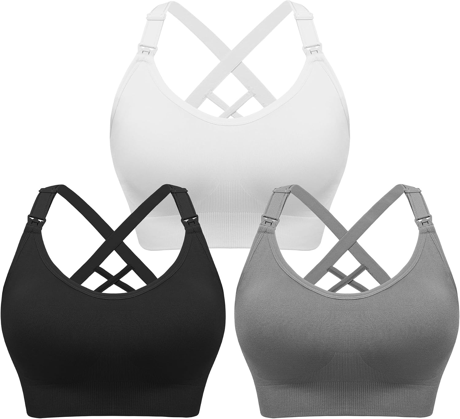 Detalle de HBselect Sport Schwangerschafts Still BH – nahtlos, bügel- und schlankes Cross-Back Design