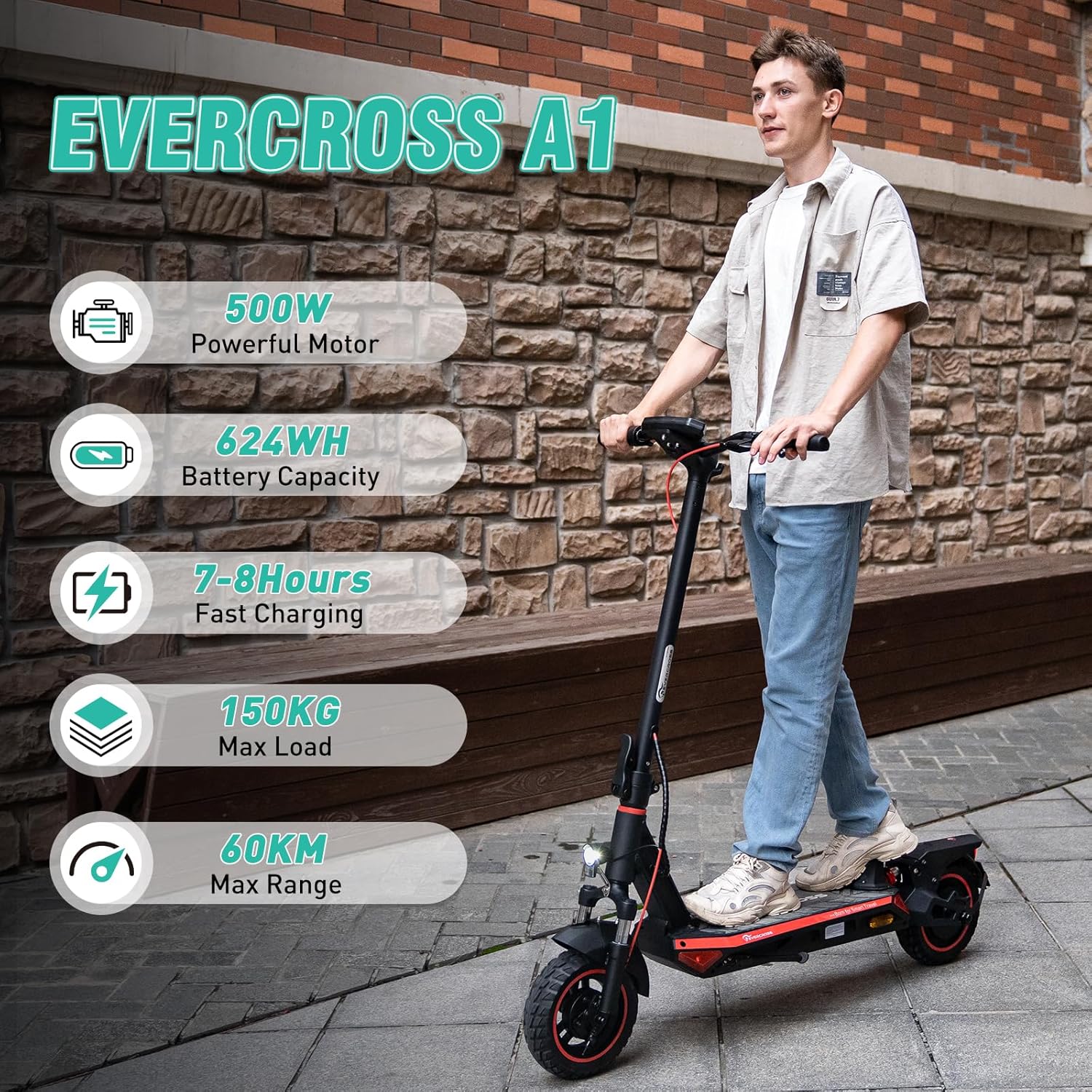 Thumbnail 1 de EVERCROSS Monopattino Elettrico Adulti 500W – autonomia fino a 60 km, pieghevole e sicuro