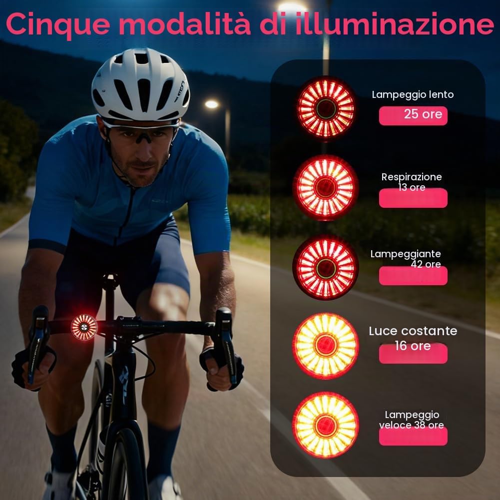 Thumbnail 5 de Adiwo Luce Posteriore LED per Bicicletta: Fanale USB-C Ricaricabile, Impermeabile IP65 per MTB e Bici da Corsa