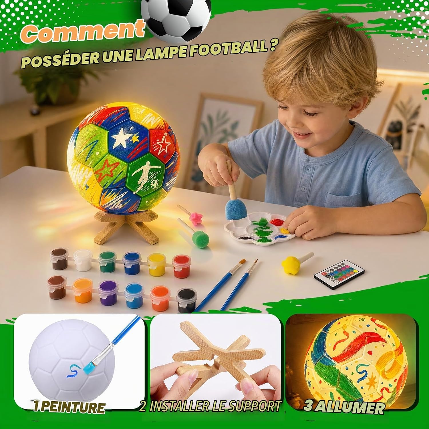 Thumbnail 3 de Toyzey WJ121668BXXMS voetballamp-knutselset met 16 kleuren en 4 lichtmodi