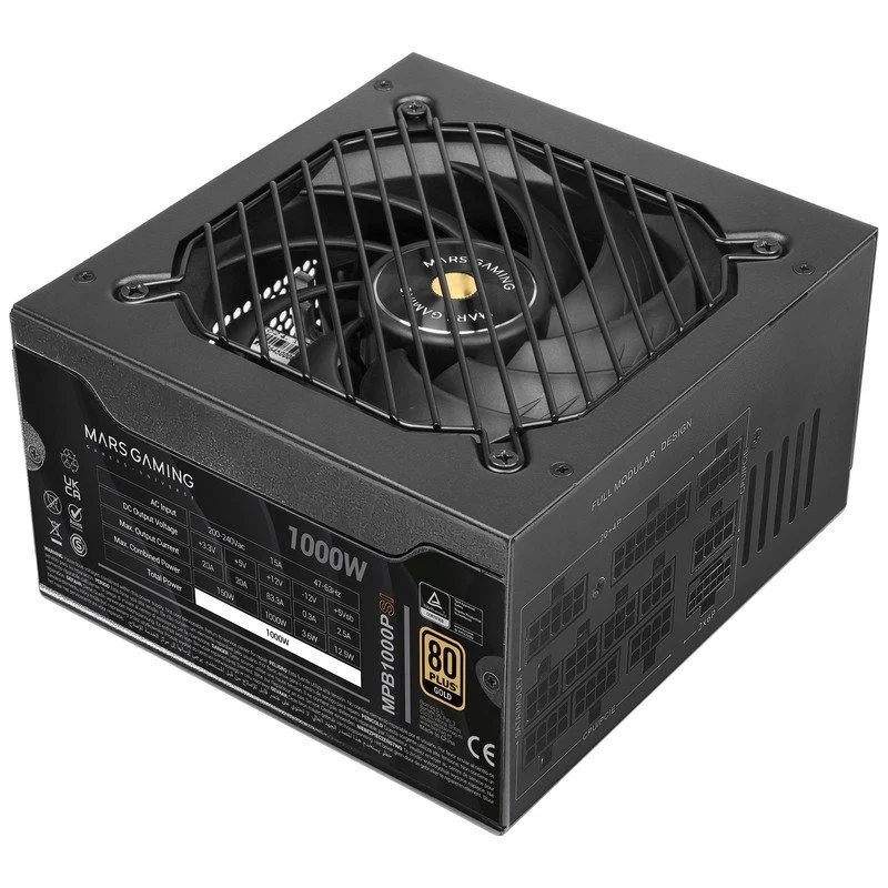 Detalle de Mars Gaming MPB1000PSI: Fuente de alimentación modular ATX 3.1 1000W 80 Plus Gold