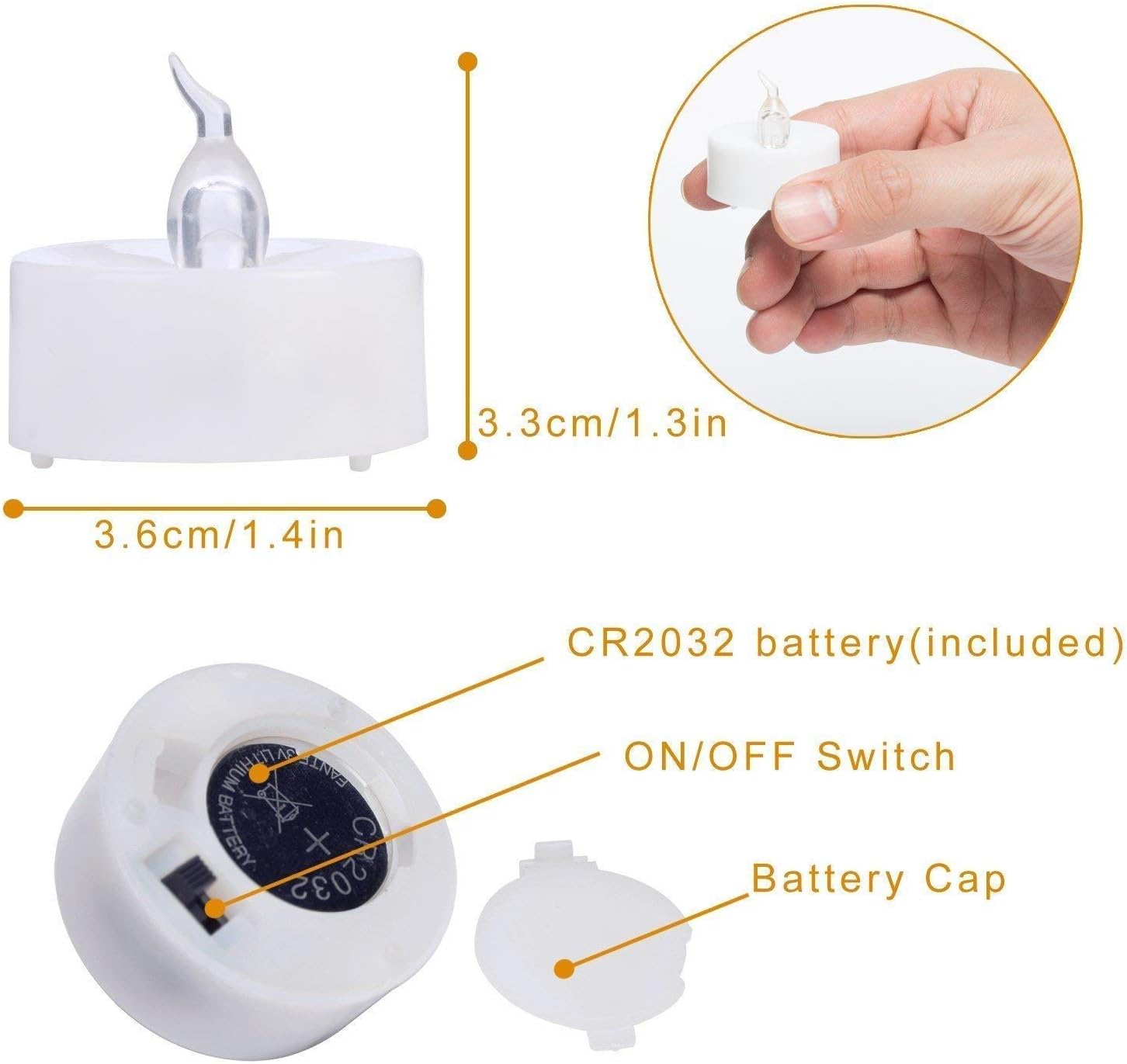 Thumbnail 5 de Led Tea Lights 50-Pack flameless LED tealight candles with CR2032 batteries