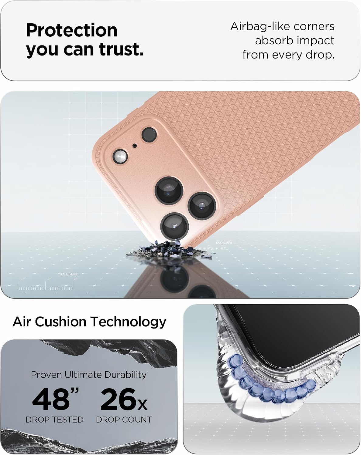 Detalle 2 de Spigen Coque Liquid Air pour iPhone 17 Pro Max (édition 2025, flexible) – Rose Titane