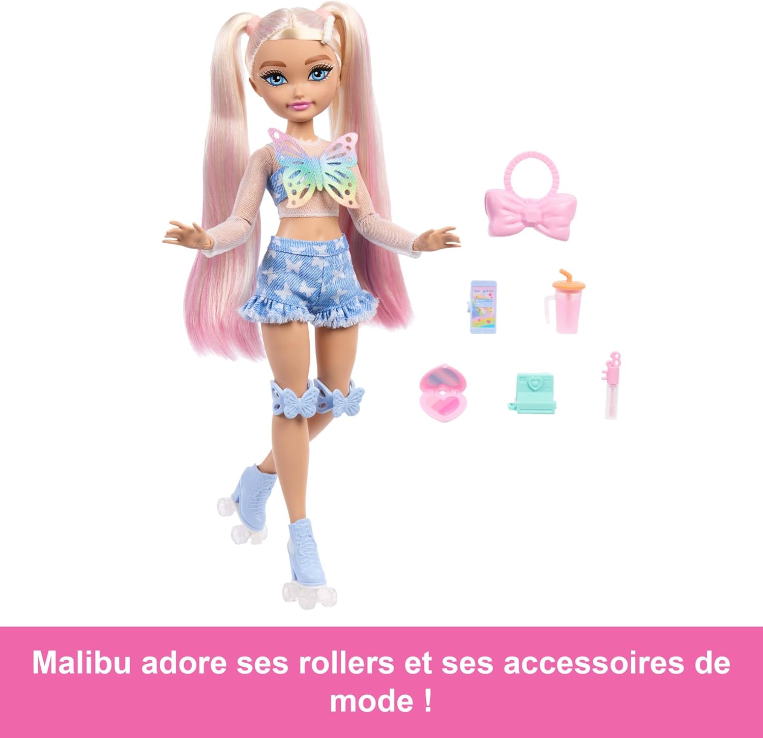 Thumbnail 1 de Barbie Dream Besties Malibu : poupée articulée avec rollers et accessoires maquillage